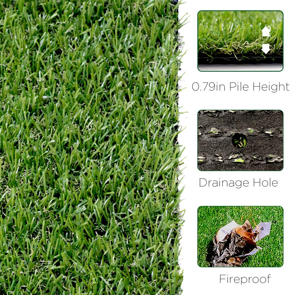 LITA Premium Synthetic Artificial Grass Turf 20mm Pile Height, High Density Fake Faux Grass Turf, Natural and Realistic Looking Garden Pet Dog Lawn (1mx2m)