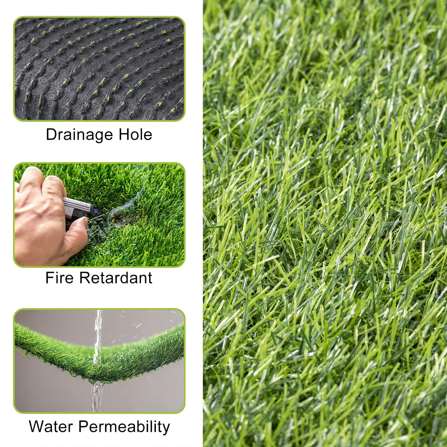 QINGMUG Artificial Grass 1m X 1m Realistic Astro Turf Fake Grass Roll Replacement Artificial Turf Natural Indoor Outdoor Artificial Grass Underlay for Garden Rug