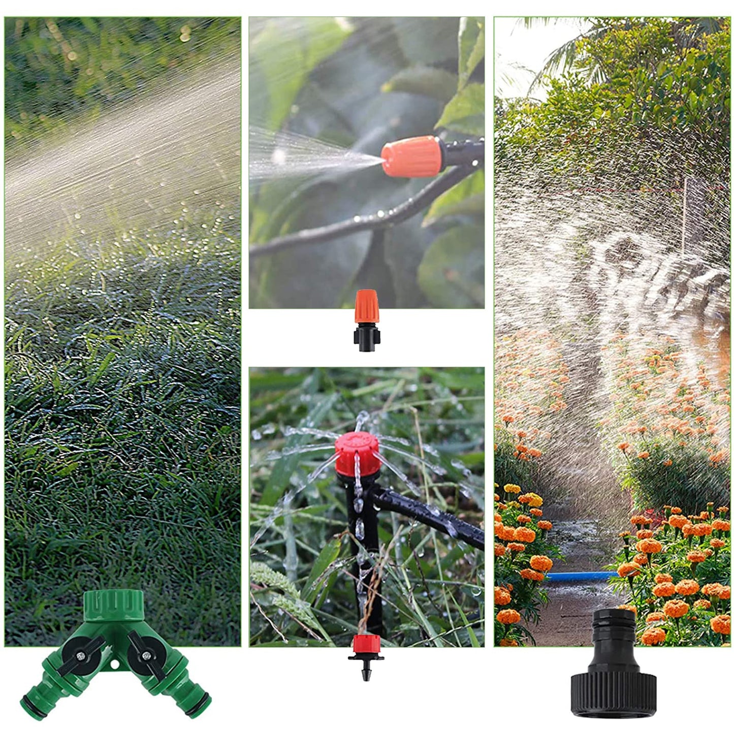 BORUIT 30M DIY Auto Drip Irrigation Kit,100FT Irrigation Pipe, Irrigation Sprinklers,Great Drip Watering System Garden Plant Watering Devices for Flower Bed, Patio, Garden Greenhouse Plants
