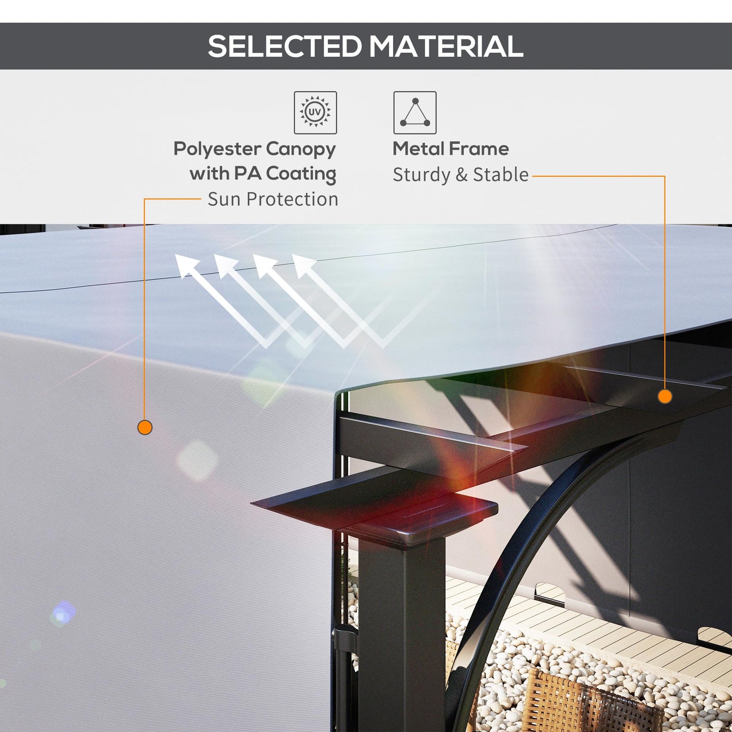 Outsunny 3 x 3(m) Garden Pergola, Outdoor Pergola Gazebo with Adjustable Canopy, Sun Shade Patio Canopy Shelter, Grey