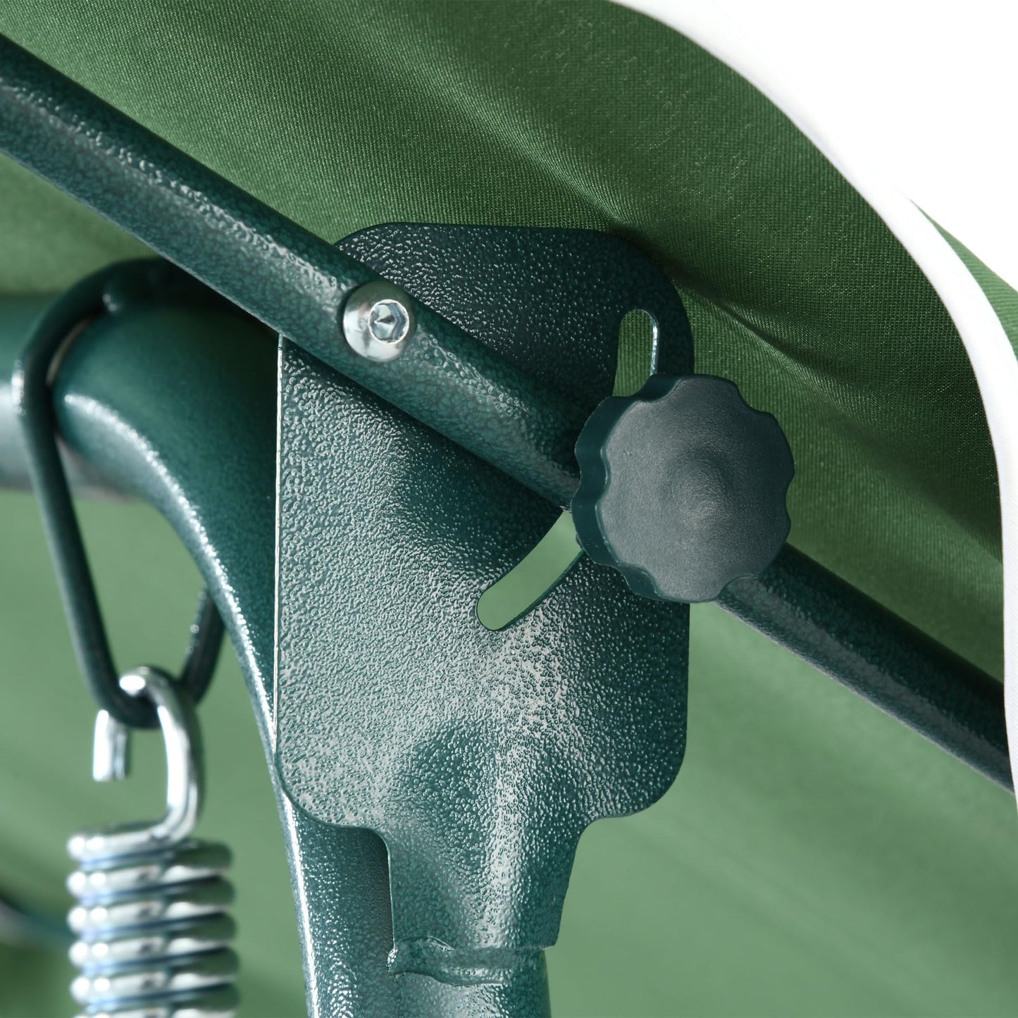 Outsunny 3 Seater Canopy Swing Chair Outdoor Garden Bench with Adjustable Canopy and Metal Frame - Green Stripes