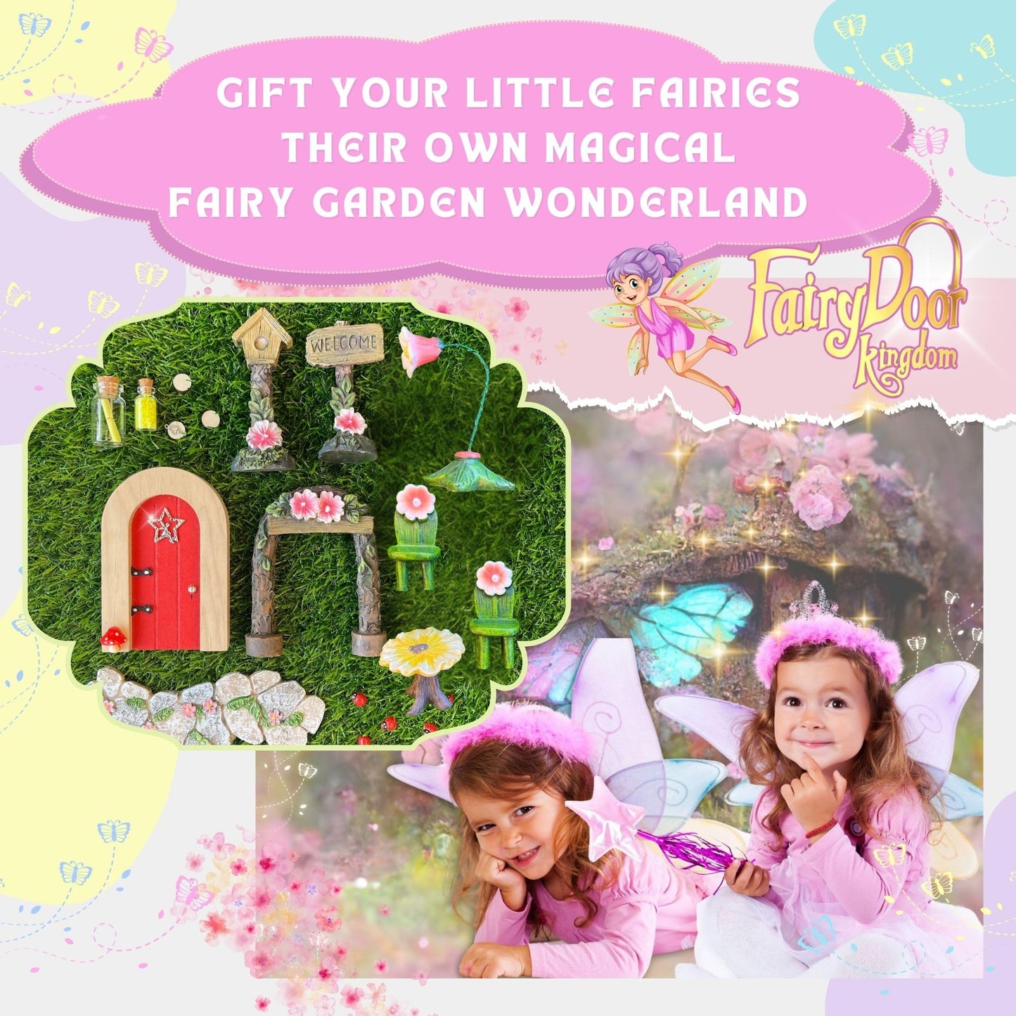 Fairy Garden Accessories Kits for Children with Fairy Door & Outdoor Fairy Garden Ornaments to Create an Enchanting Fairy Garden
