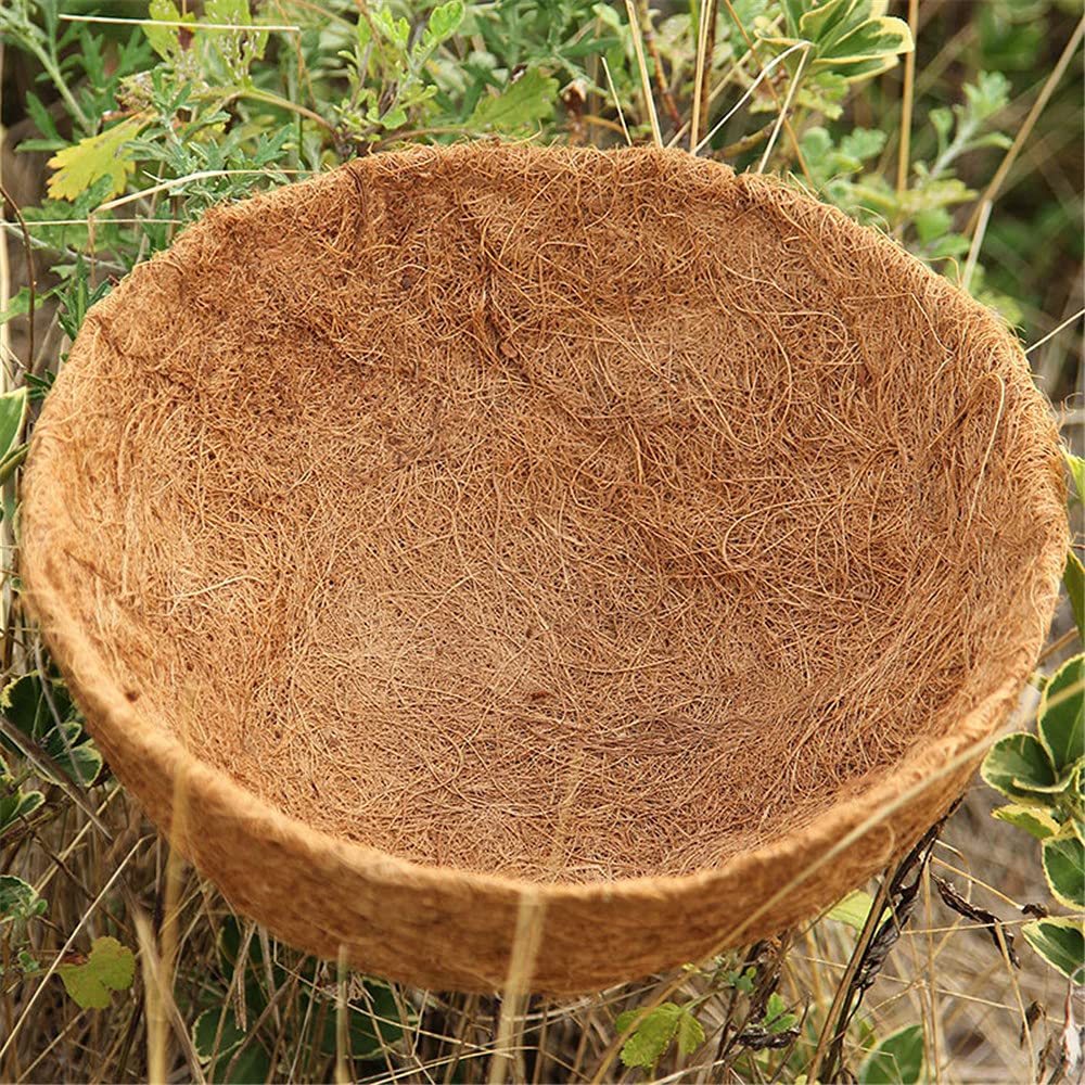 GQMMHFX 2 PCS Adjustable Hanging Flower Basket with Metal Chain Coconut Coir Liner Round Watering Flower Pots Plant Holder Garden Porch Decor for Outdoor Indoor(12 inch)