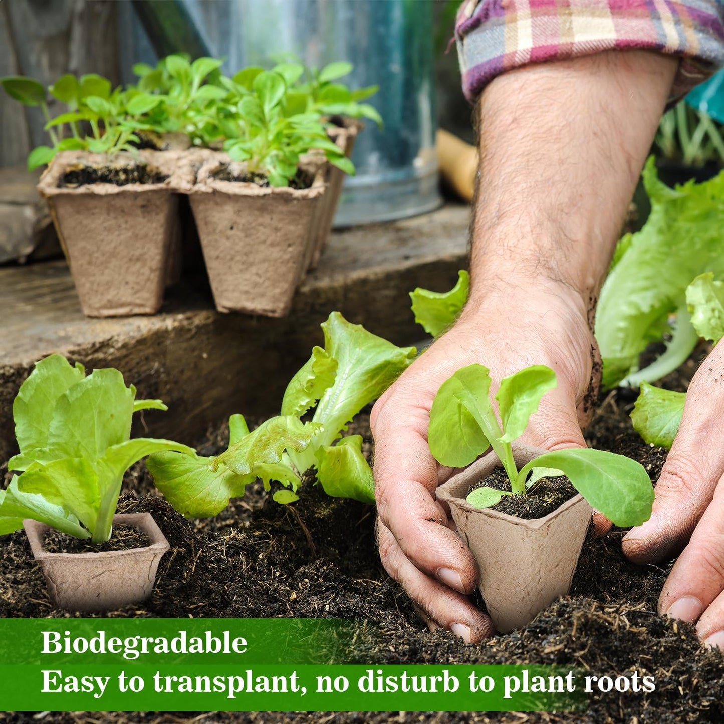 GOTVUGE 10 Packs Seedling Starter Trays 120 Cells, Peat-Free Biodegradable Seed Germination Trays Plant Starter Pots for Seedlings