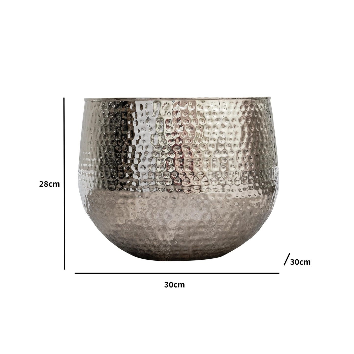 Medium Silver Hammered Metal Planter