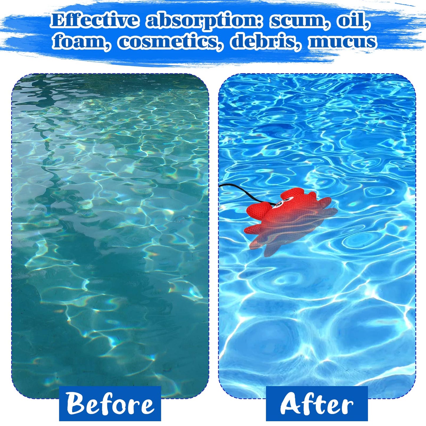 xinrongda 4 Pieces Hot Tub Scum Absorber for Spa, Reusable 3D Oil Absorbing Sponge, Hot Tub Cleaning Kit for Hot Tub Accessories, Swimming Pool and Spa, Crab