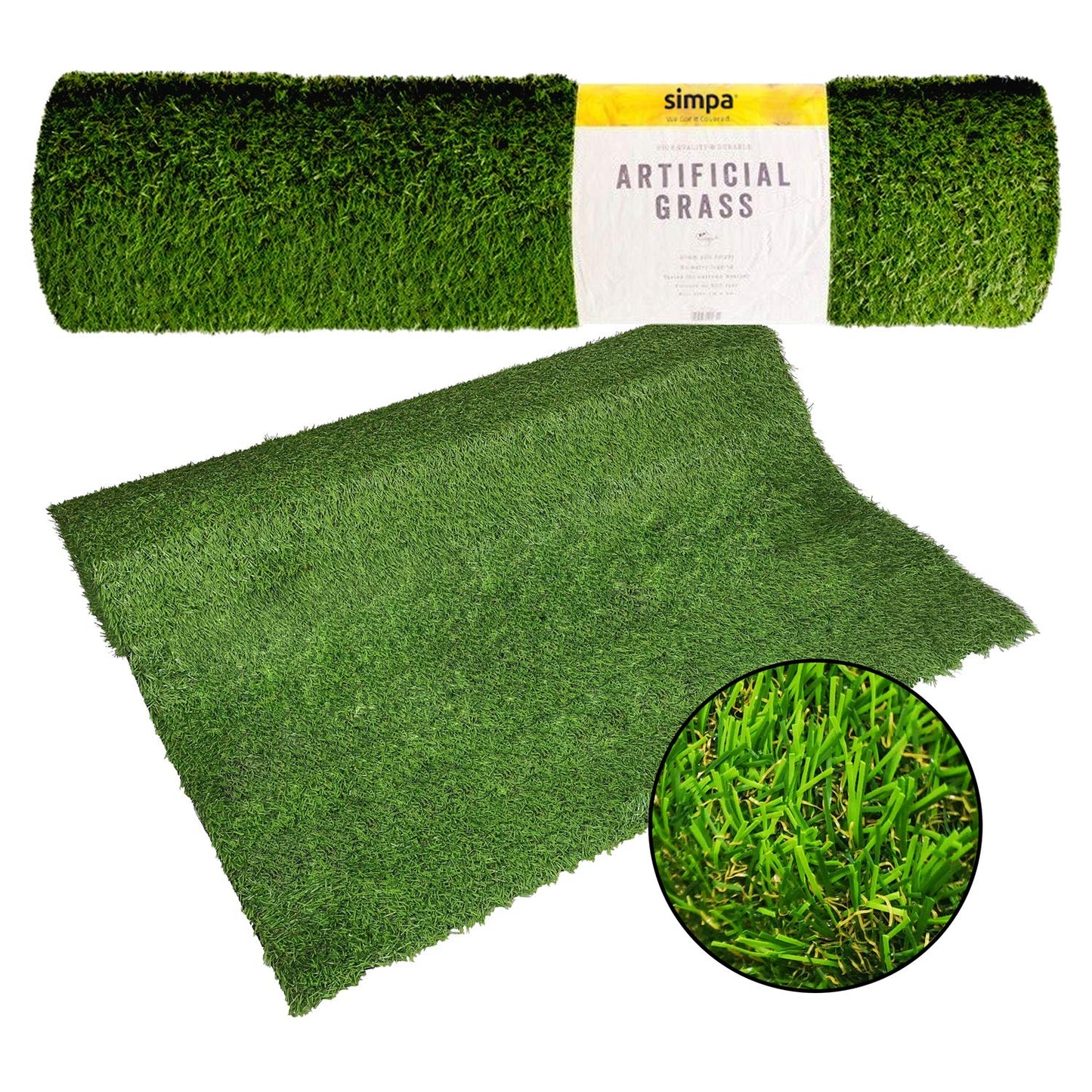 simpa 2 x Quality Non Fade Artificial Grass Pile Roll - 4m x 1m / 13ft x 3.3ft - 20mm Pile Height - Astro Turf Fake Lawn - Tested for Extreme Weather Conditions.