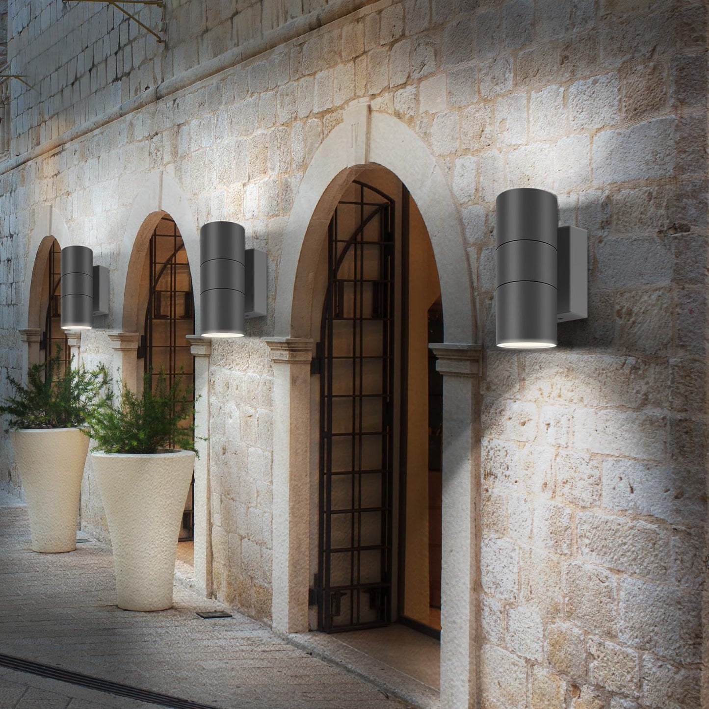 Kerry Outdoor Wall Lights, IP65 Waterproof Up Down Outside Lighting Mains Powered with Push Connector, Anthracite Grey Stainless Steel Wall Sconce, External Wall Mount Lamp for Front Door (Bulb Excl.)