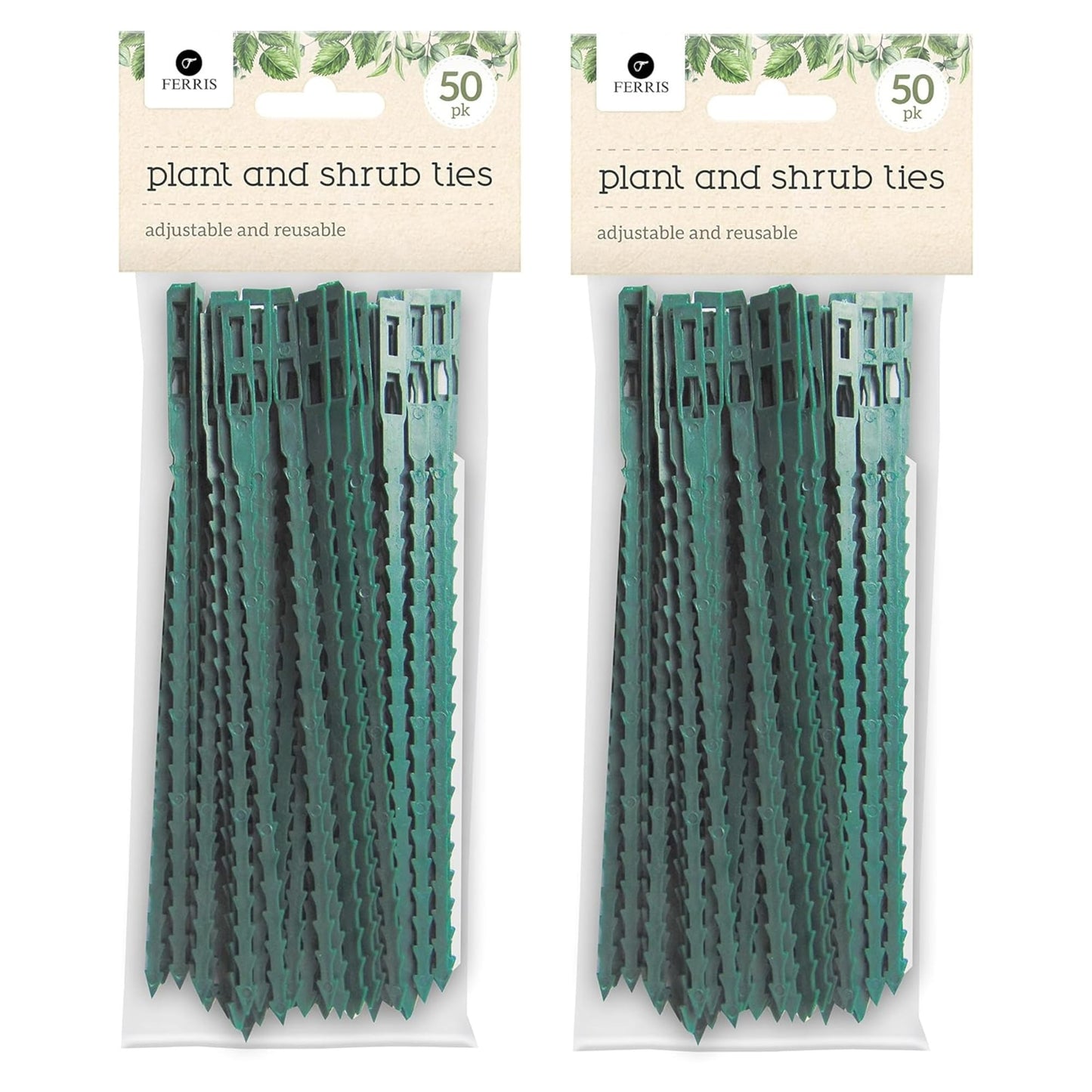 FERRIS | Ultra-Strong Garden Plant Ties for Climbing Plants | Flexible & Reusable Heavy Duty Green Shrub Ties | Multi-Purpose Use on Indoor & Outdoor Garden Plants and Trees (100, Green)