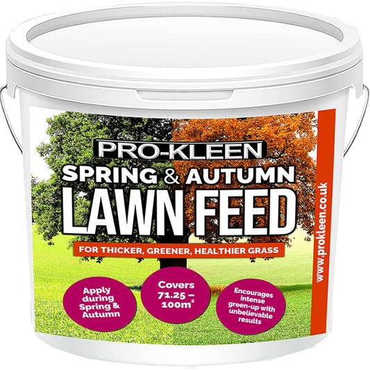 Pro-Kleen Spring and Autumn Lawn Feed - Fertiliser for Green Up & Plant Strength - Covers up to 100m2 - Prevents Lawn Disease & Lasts up to 6 Weeks (2.5kg)