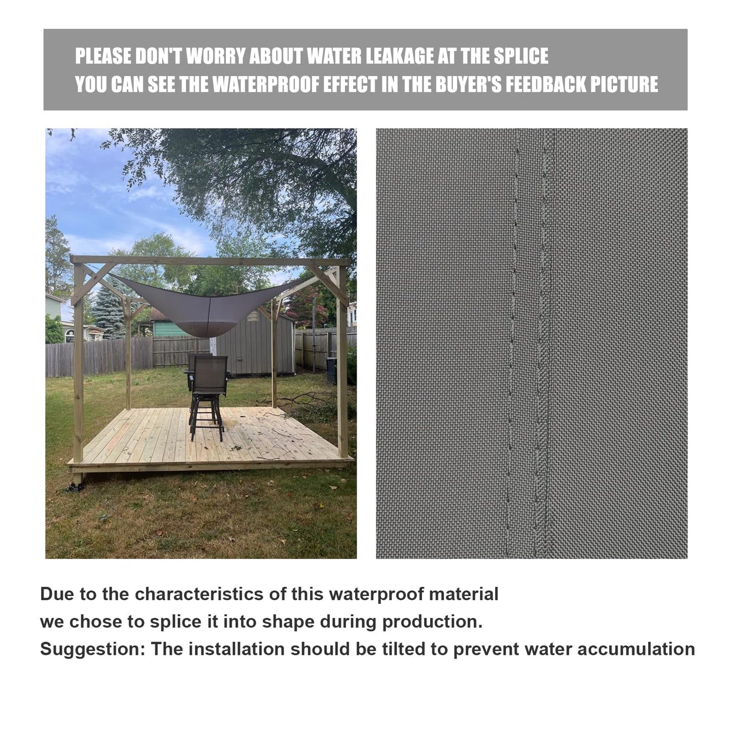 HOMPER 2x3M Sun Shade Sail Waterproof Rectangle(Grey), 95% UV Block Garden Sunscreen Awning Canopy with Free Rope, Breathable Patio Sail pergola for Outdoor Party