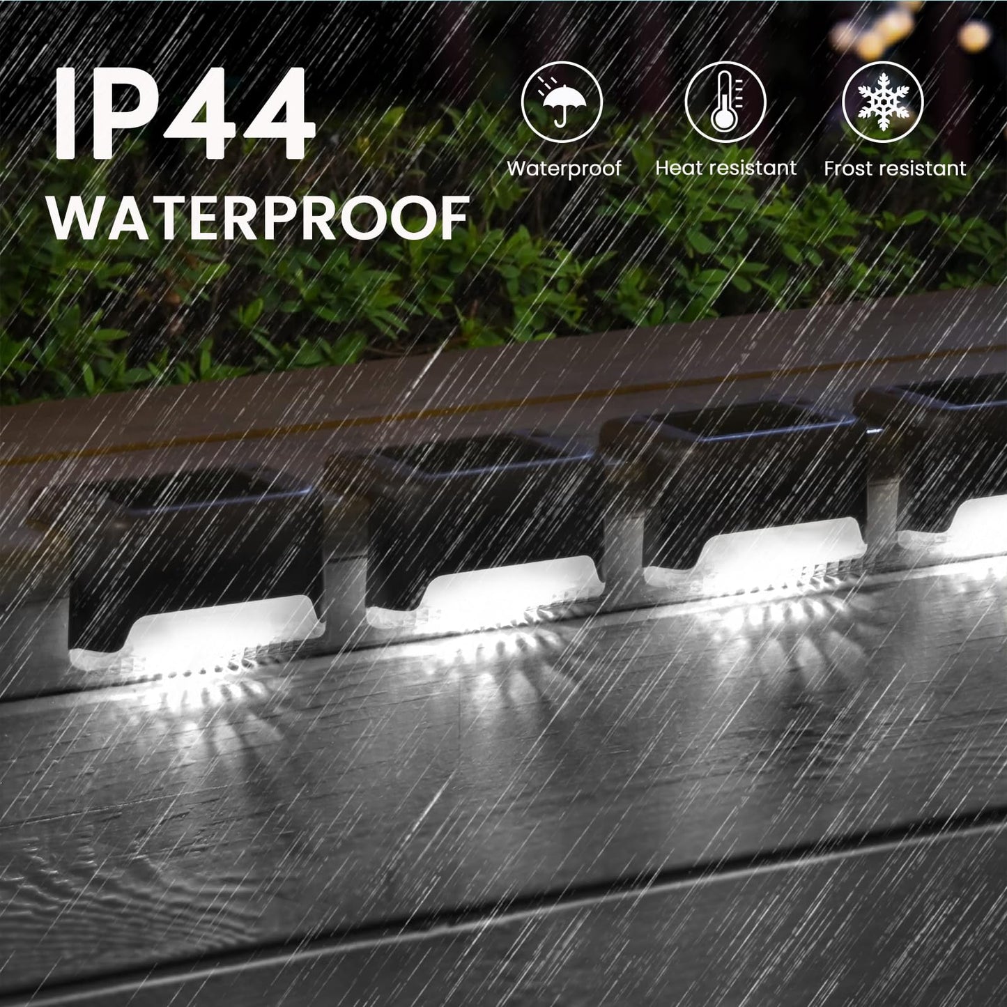 8 Pack Solar Deck Lights Outdoor, LED Solar Powered Decking Lights Waterproof Solar Step Lights Outdoor for Deck, Stair, Step, Railing, Fence, Wall, Patio, Garden (White Light)