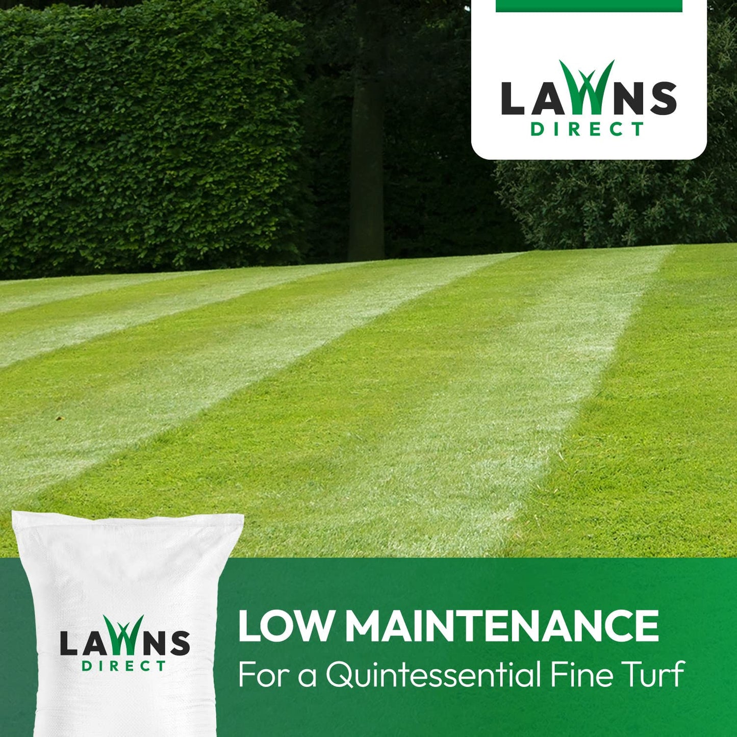 Lawns Direct™ ProGrass™ 2kg Low Maintenance Professional Fine Turf Grass Seed for That Perfect Manicured Lawn, Golf Fairways, Sports Grounds & Council-Run Areas Covering 57-100m²