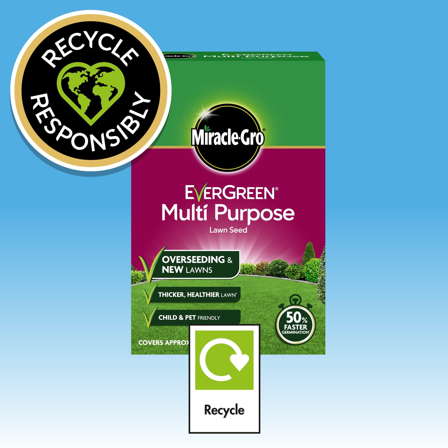 Miracle-Gro EverGreen Multi Purpose Lawn Seed 1.6 kg - 56 m2, White