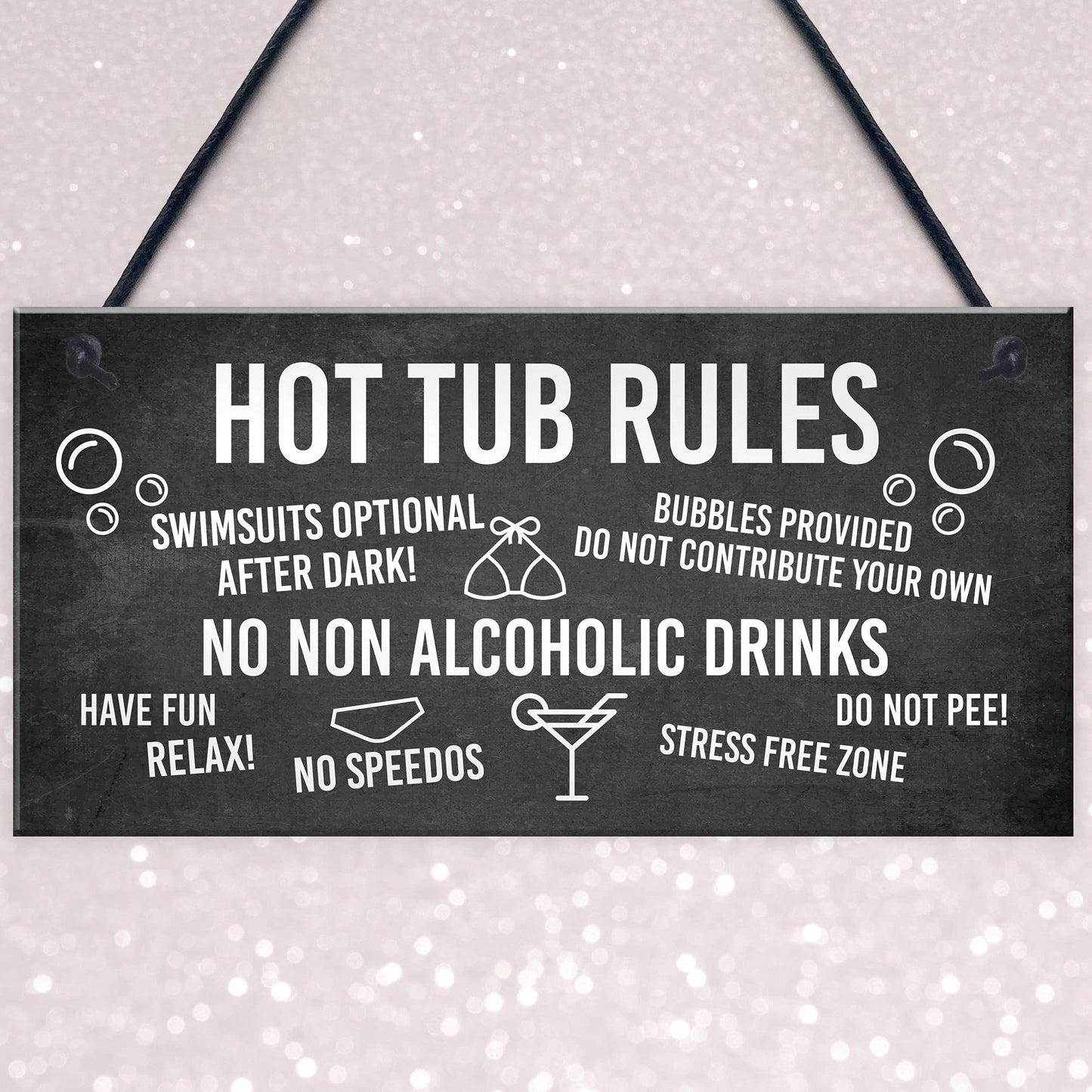 RED OCEAN Funny Hot Tub Rules Sign Perfect Hot Tub Accessories Garden Sign Home Gift