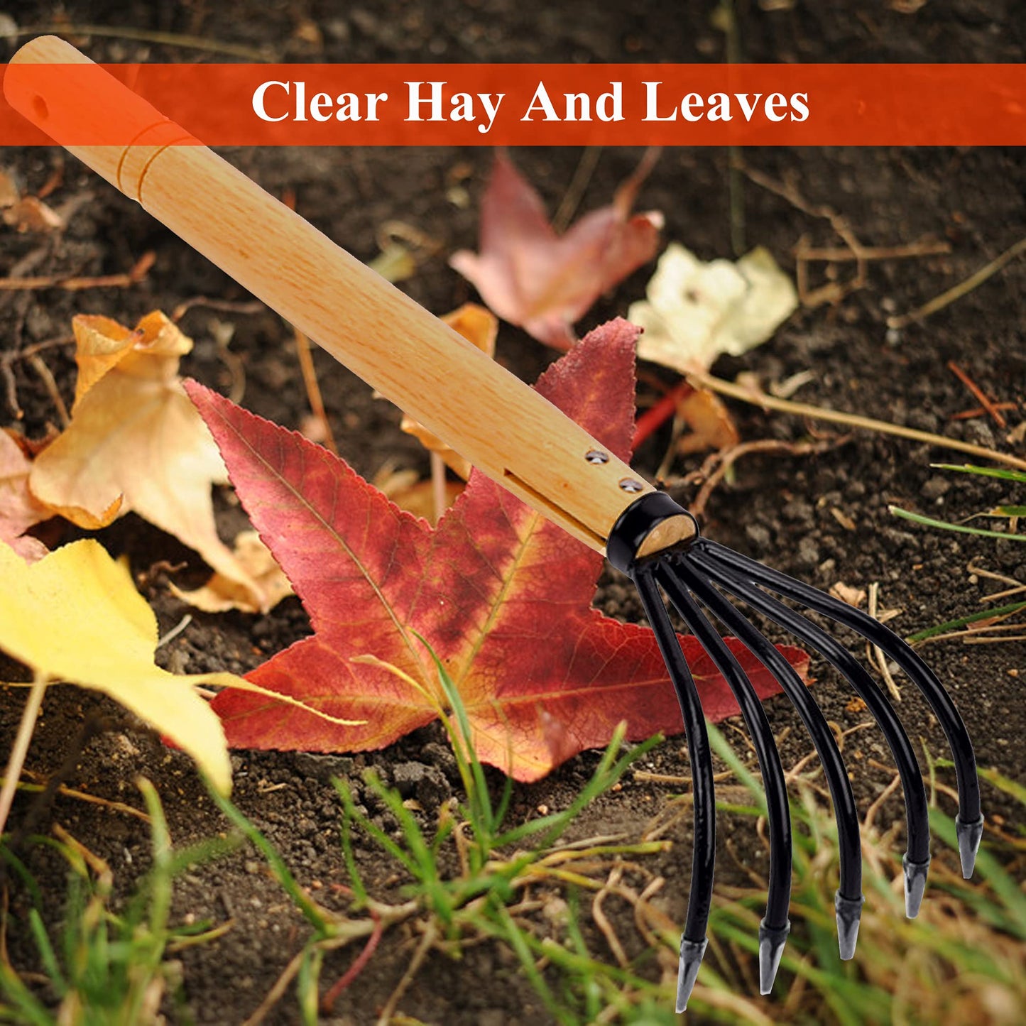 SHANFEEK Garden Rake Claw Landscape Dethatcher Thatching Rake for Digging Clam Shell Defoliation Weed Remover Tool Hoe Hand Tool for Garden Loose Soil-Aooka