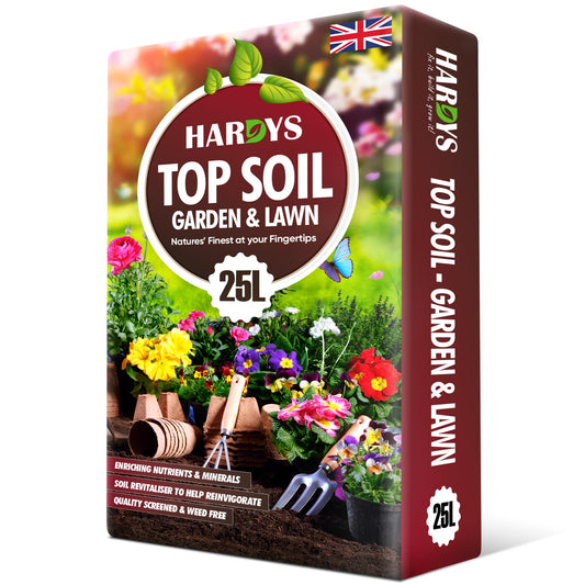 Hardys 25L Top Soil for Garden & Lawn - Loam & Sand Based, Enriched Top Soil | Ideal for Grass Seeding, Levelling, Plant Beds, Borders - Graded for Plants Outdoor