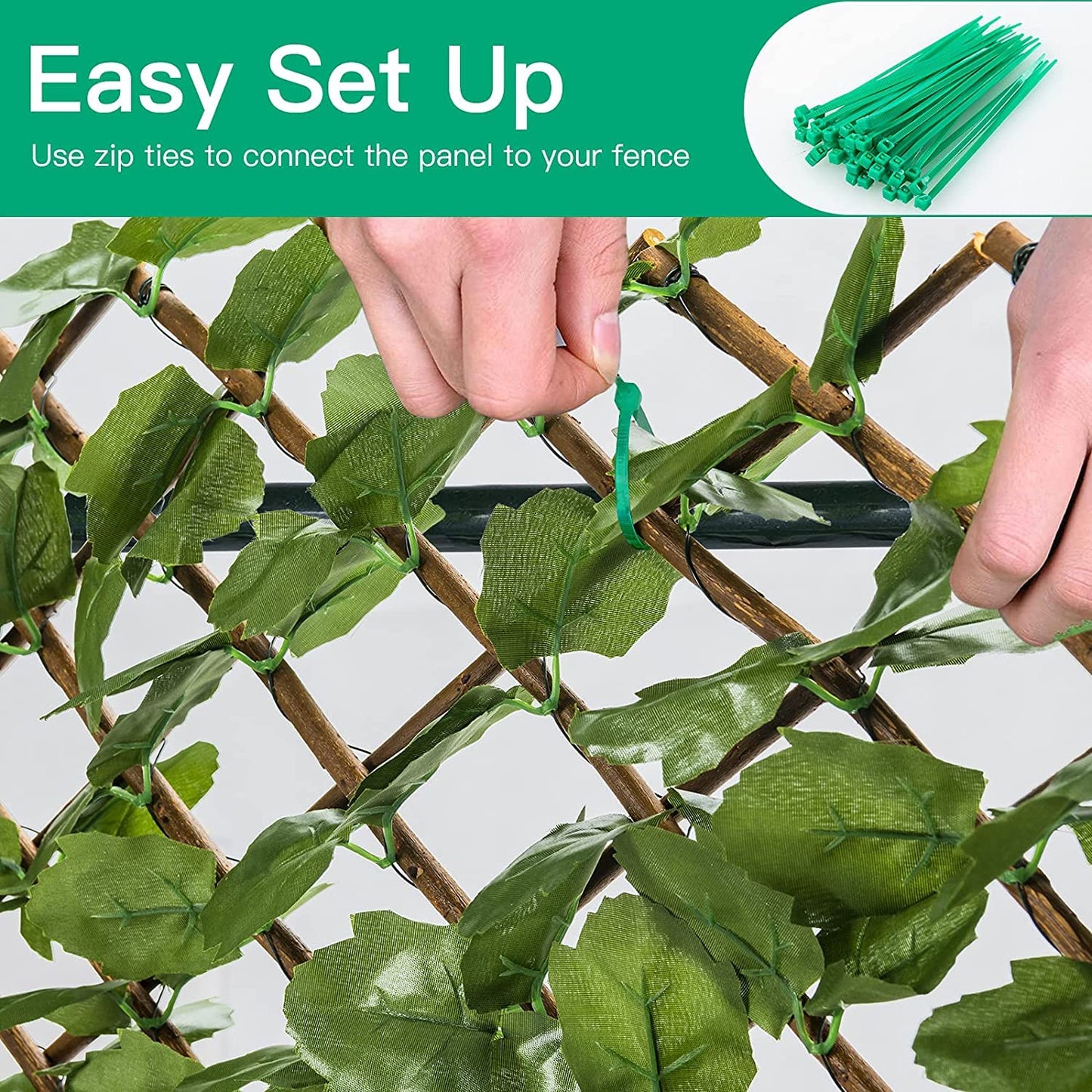 COSTWAY 255 x 79cm Artificial Ivy Leaf Hedge, 3PCS Expandable Willow Trellis Screening with Leaves, UV Protected Wall Privacy Fence Screen for Garden Backyard Terraces