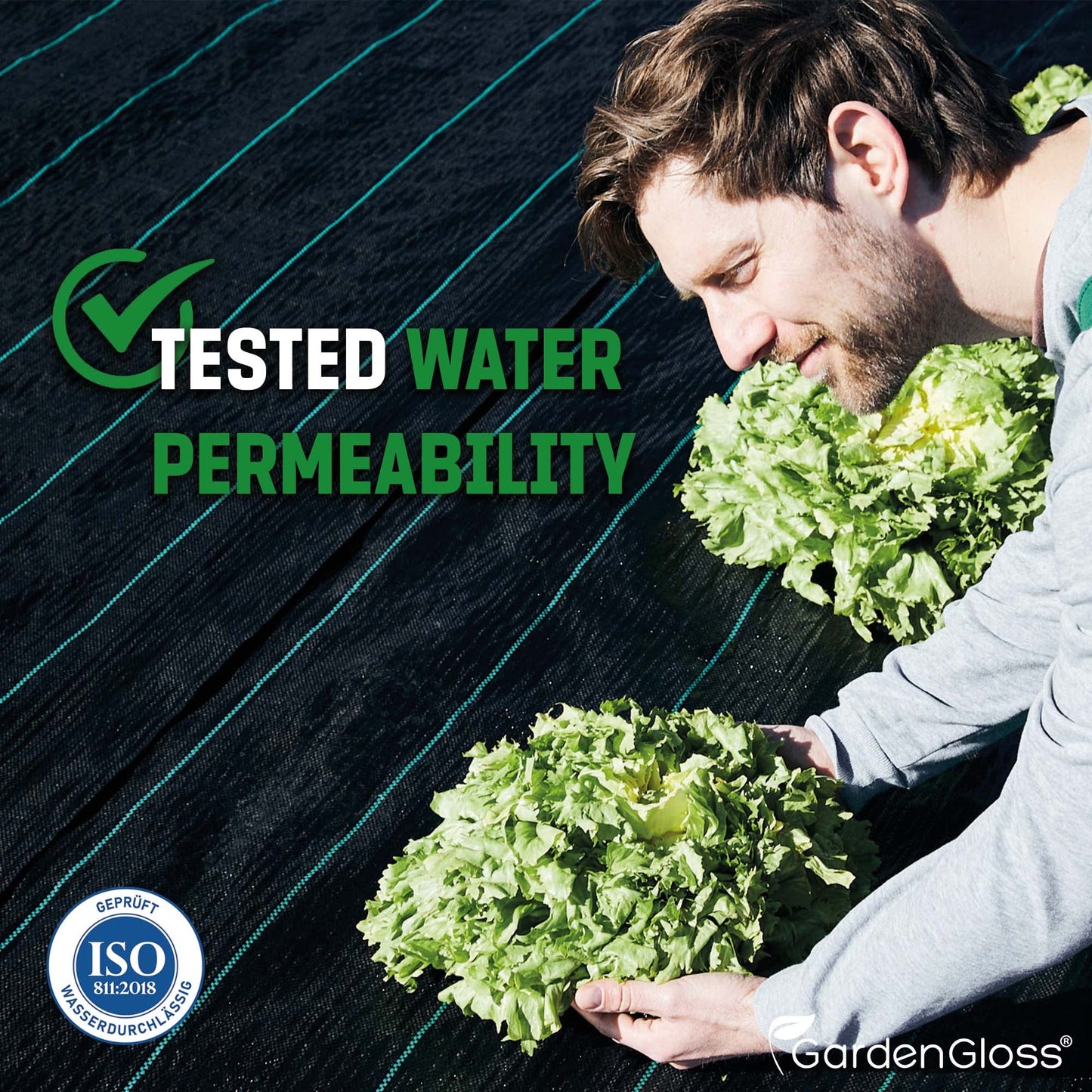 GardenGloss 50m2 Weed Control Membrane (100gsm) - Water Permeable and Tearproof Weed Barrier Fabric - Weed Control Fabric with High UV-Stabilisation (50m x 1m, 1 roll)