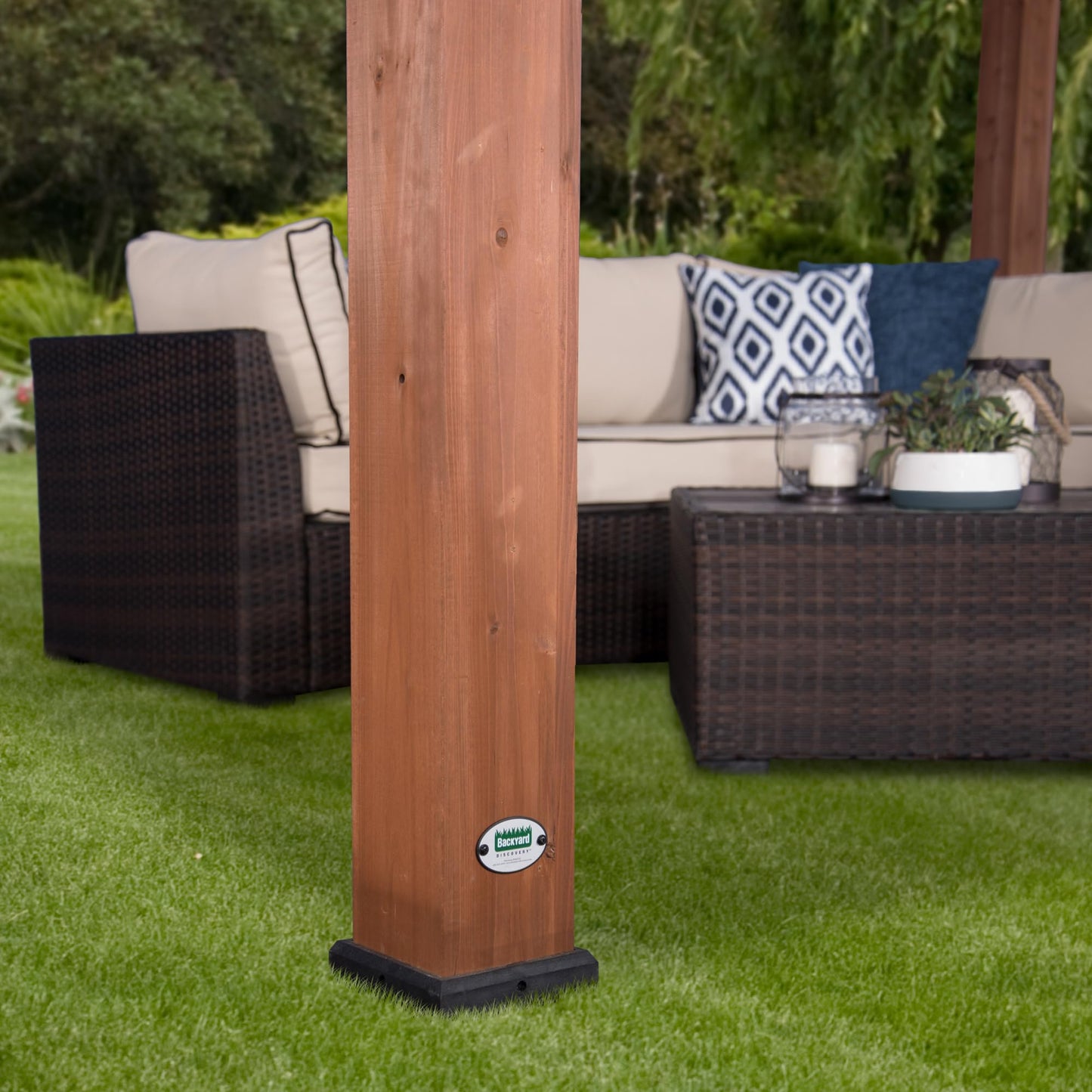 Backyard Discovery Wooden Pergola | Shelter for Patio, Veranda, Outdoor Garden Shade, Heavy Duty Metal Frame, Galvanized Steel Hardware, Waterproof, 100% Cedar Wood | 14ft x 10ft (4.3m x 3m)