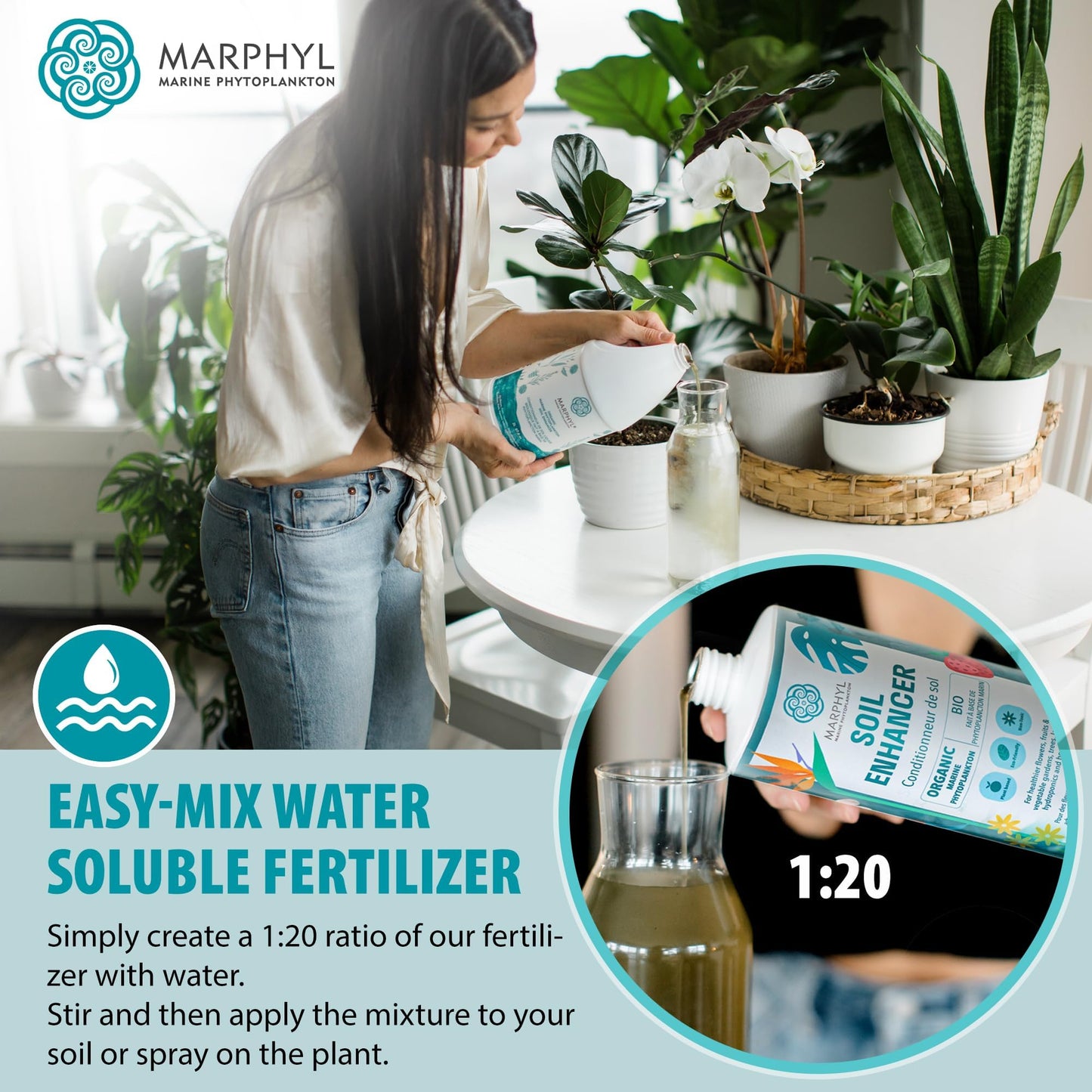 MARPHYL Organic Liquid Fertiliser - Indoor Plant Food - Nutrient rich Seaweed Liquid Fertilizer- All Purpose Liquid Fertiliser for indoor Plants, Flowers, Vegetables, Succulents, Bamboo, Hydroponics