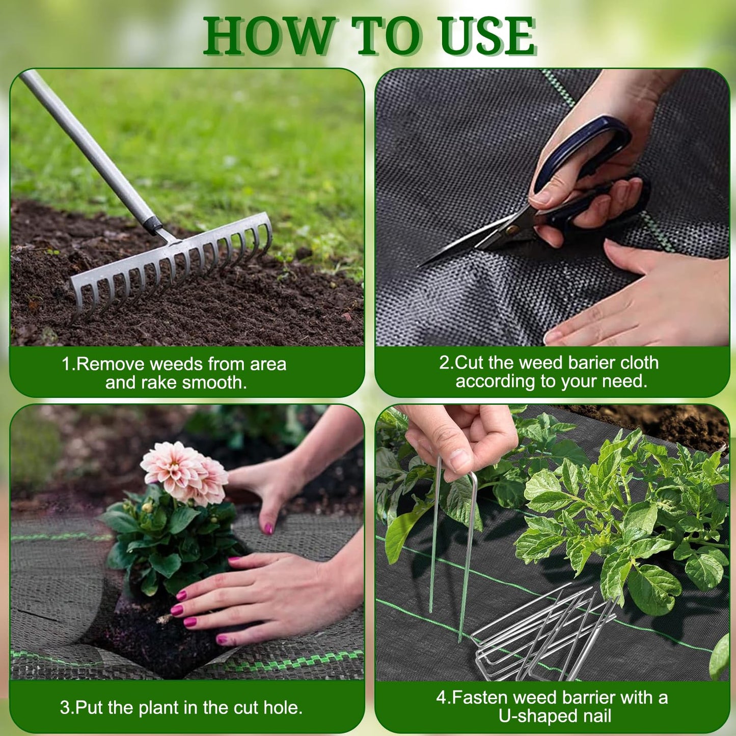 XHDA 2m x 10m Heavy Duty Weed Membrane, Garden Weed Control Barrier Fabric, Weed Suppressant Membrane for Ground Cover