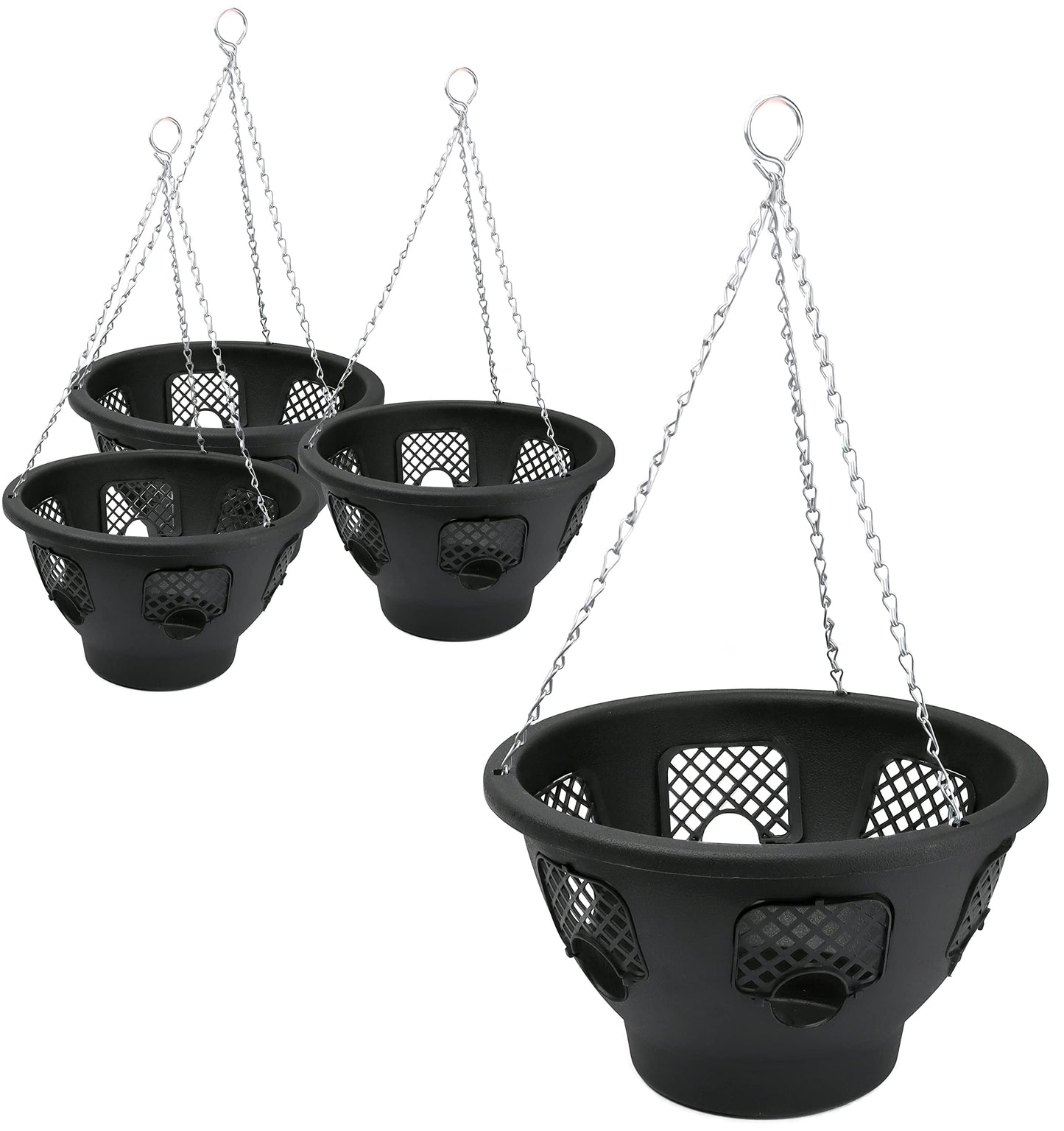 DIVCHI 12 Inch Indoor Outdoor Balcony Patio Hanging Basket Set of 4