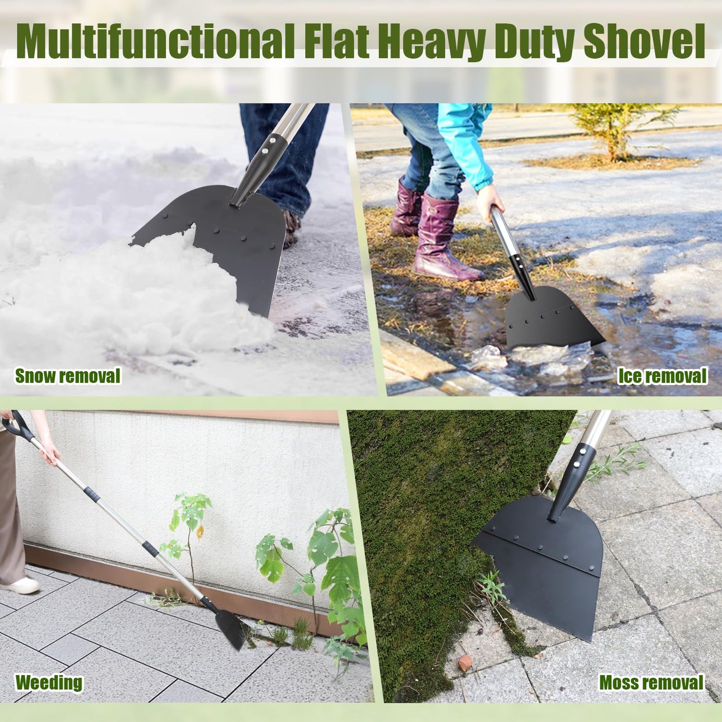 Garden Tools Weed Shovel with Adjustable Handle, Multifunctional Outdoor Garden Cleaning Shovel Scraper, Weed Remover Tool, Heavy Duty Ice Snow Removal Tool