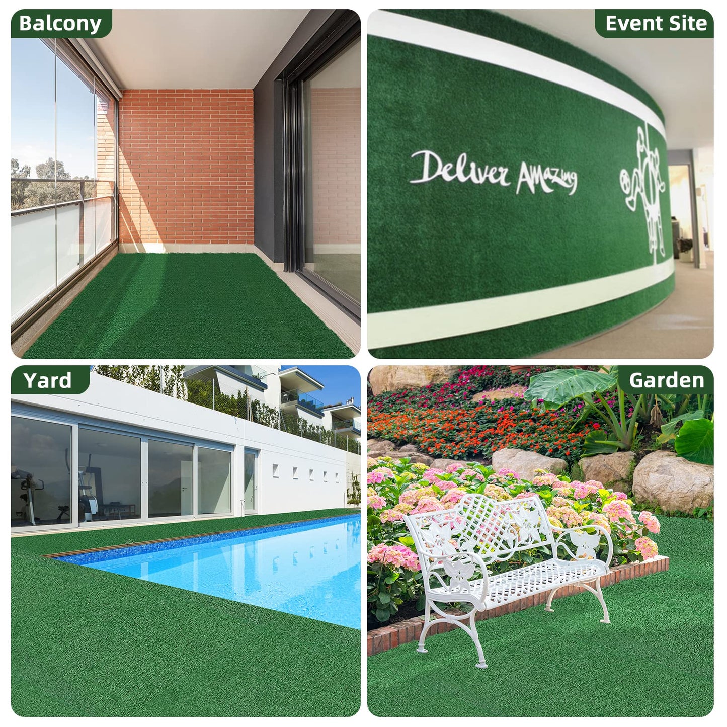 1x4m Army Green Artificial Grass Turf with Natural Looking, 10mm Super Dense Synthetic Fake Grass Rug Mat for Pet Porch Indoor Outdoor Greenery Garden Terrace Playground-Get Your Dream Lawn Now