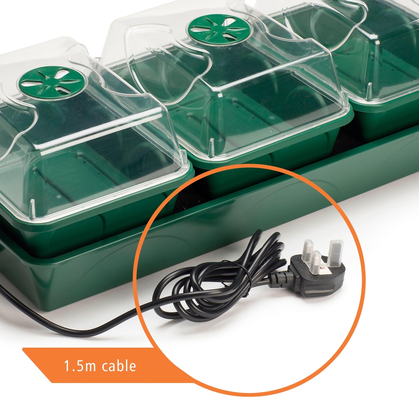 EarlyGrow Heated Electric Shatter Resistant 3-Bay Windowsill Propagator with Capillary Mat and Tray (Self-Watering)