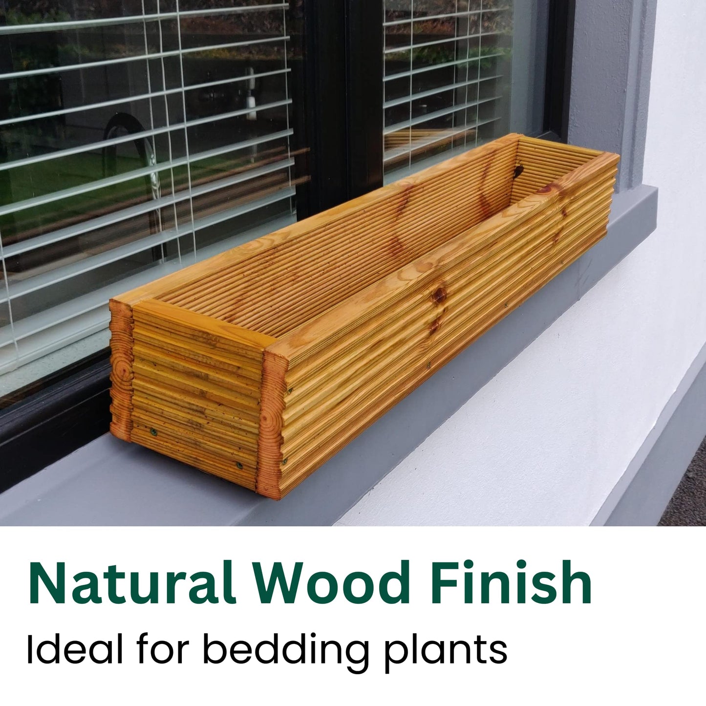 Mourne Wood Large Wooden Window Box Planter - 98cm Wide, Elegant Window Sill Planter for Flowers & Herbs, Versatile Indoor & Outdoor Gardening, Made in the UK