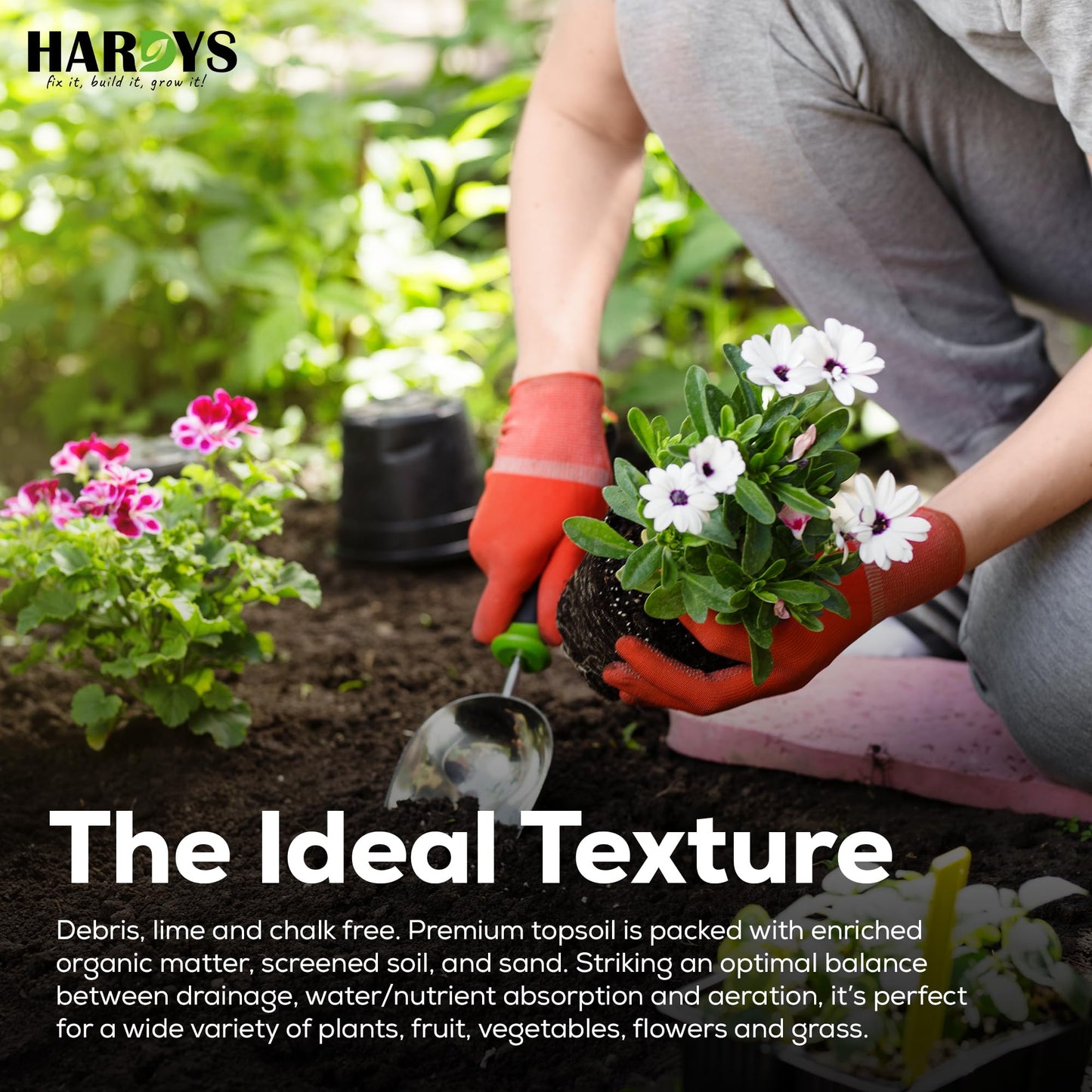 Hardys 25L Top Soil for Garden & Lawn - Loam & Sand Based, Enriched Top Soil | Ideal for Grass Seeding, Levelling, Plant Beds, Borders - Graded for Plants Outdoor