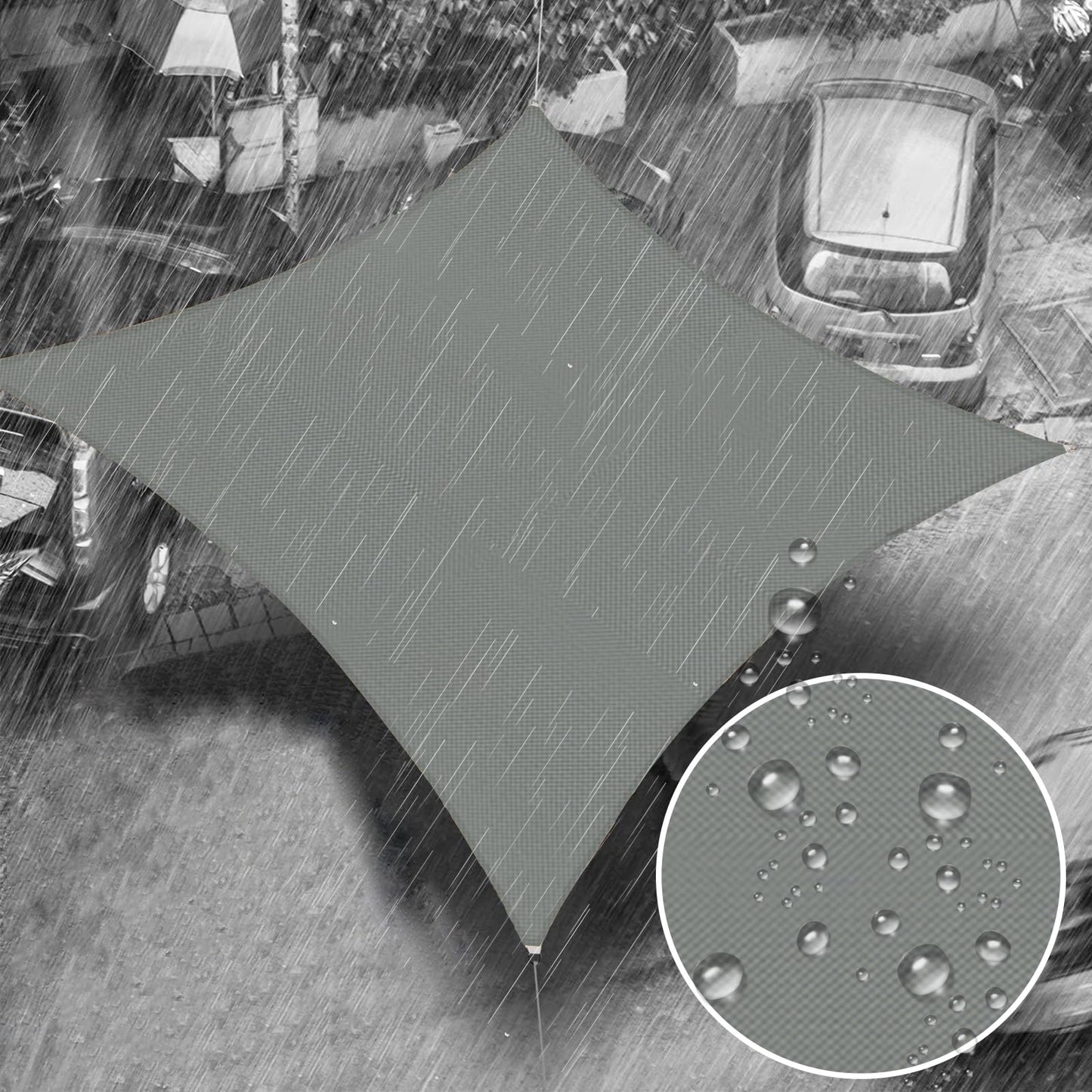 Falflor 2x3m Sun Shade Sail Rectangle Waterproof Shade Sail Durable Awning for Patio UV Block Outdoor Garden Canopy for Party Backyard Lawn(Grey)