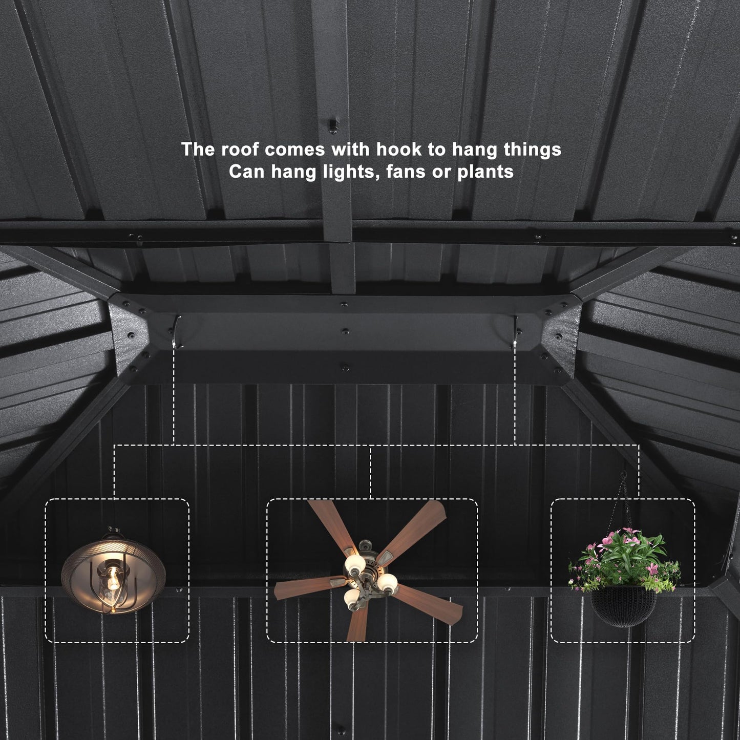 PURPLE LEAF 3m x 4.25m Hardtop Gazebo Double Layer Roof with Ventilated Top and Built-in Drainage System Equipped with Curtains and Nettings Modern Elegant Design for Garden