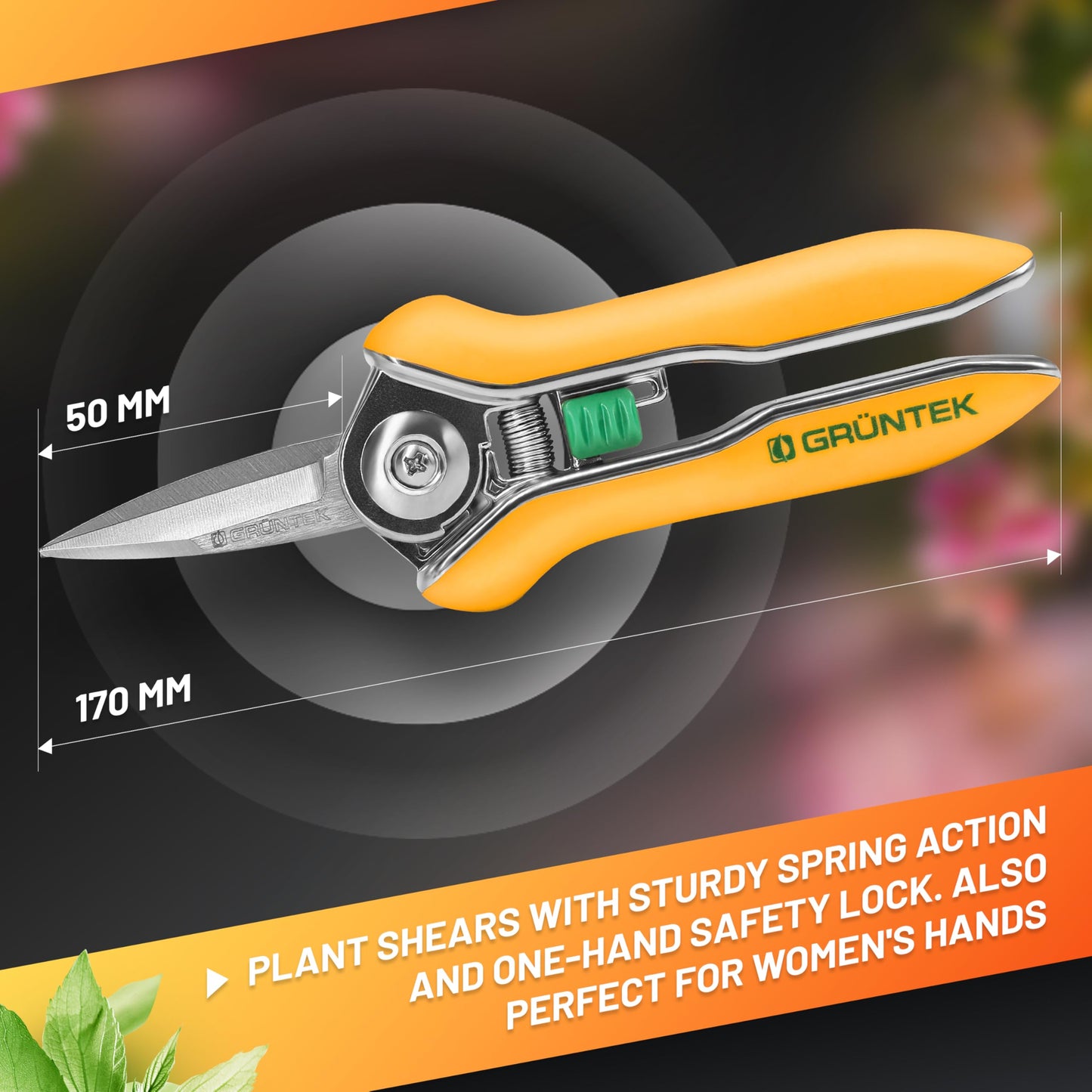 Colibri Pruner Flower Secateurs 170 mm Pruning Shears Garden Plant Scissors with Soft-Touch Handle, Trimmer Shears Bypass, Stainless Steel
