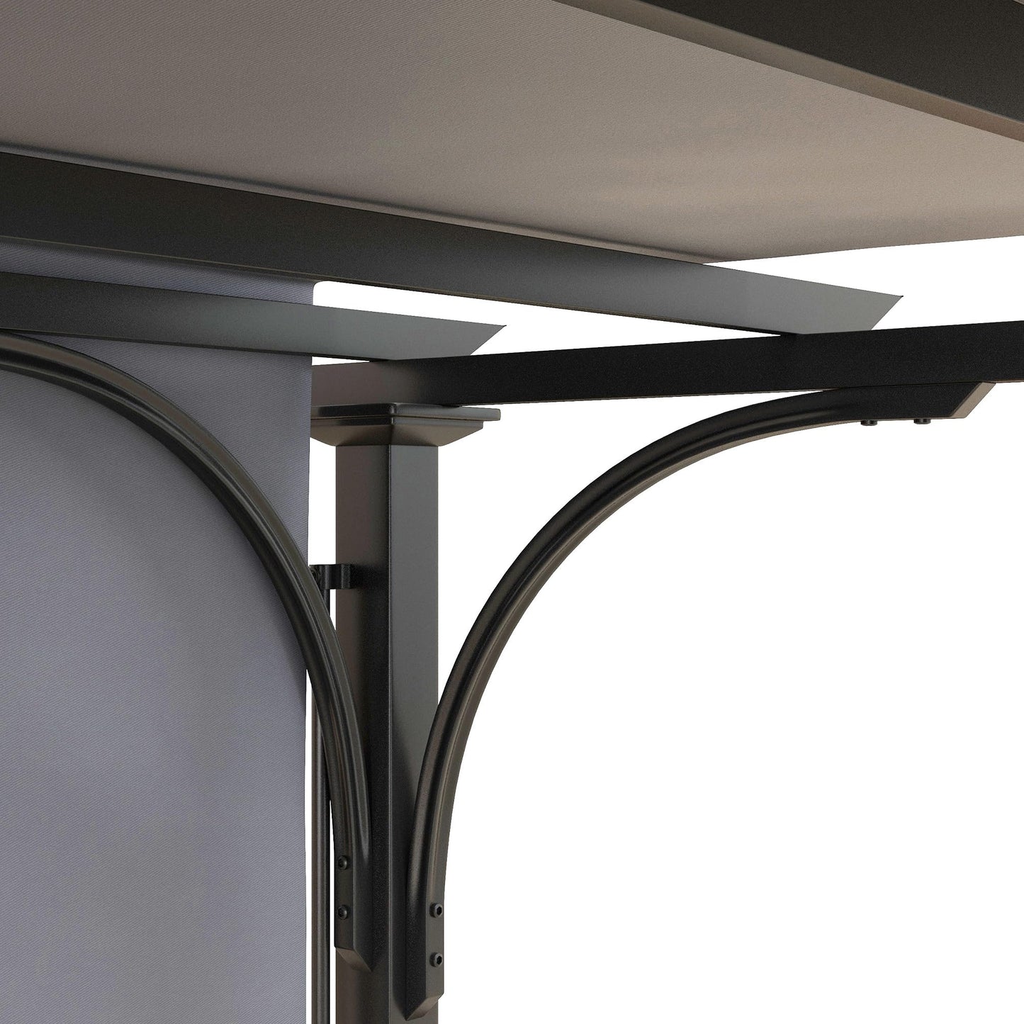 Outsunny 3 x 3(m) Garden Pergola, Outdoor Pergola Gazebo with Adjustable Canopy, Sun Shade Patio Canopy Shelter, Grey