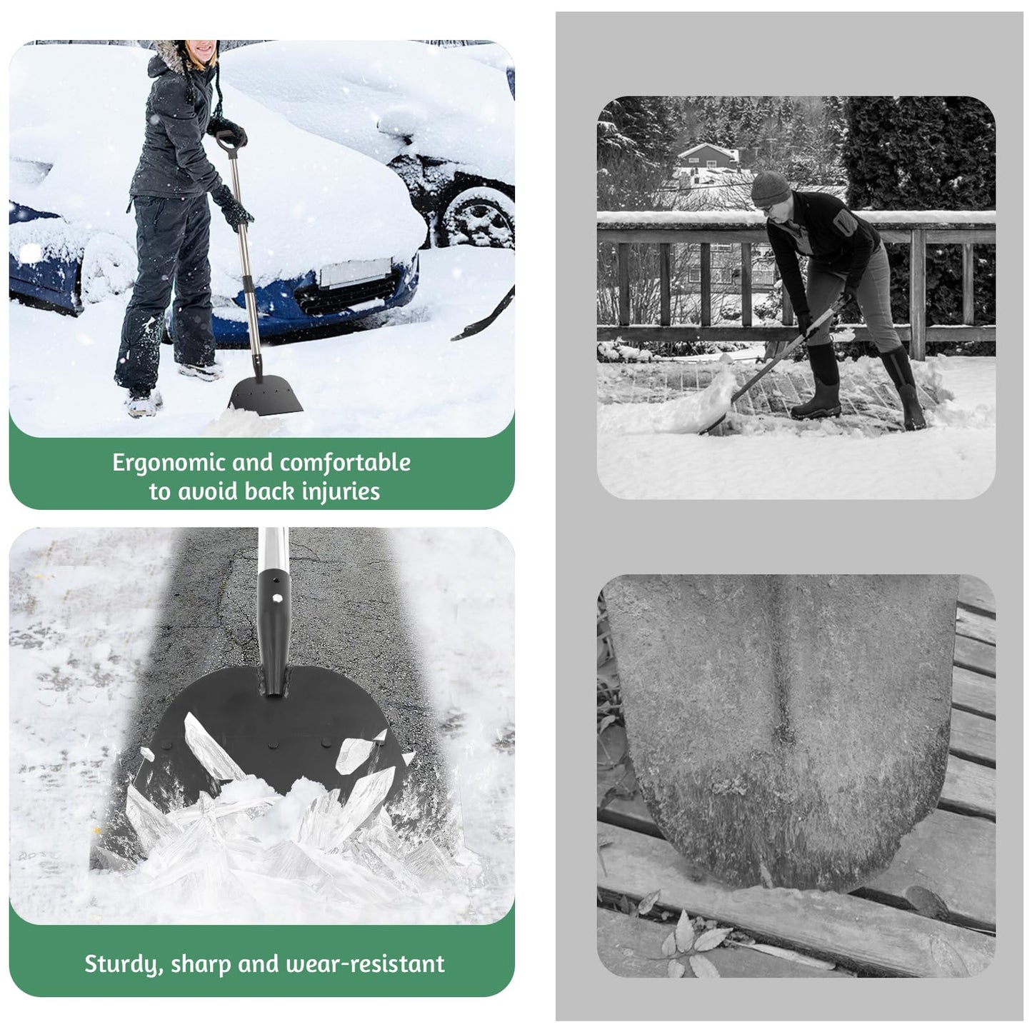 Garden Tools Weed Shovel with Adjustable Handle, Multifunctional Outdoor Garden Cleaning Shovel Scraper, Weed Remover Tool, Heavy Duty Ice Snow Removal Tool