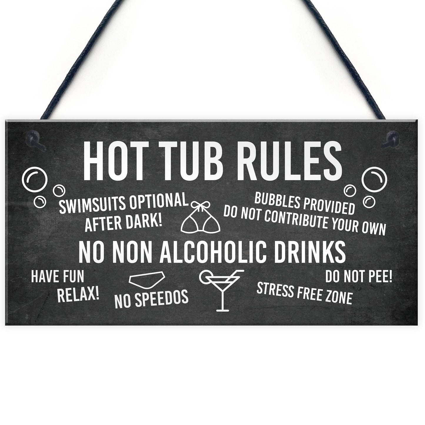 RED OCEAN Funny Hot Tub Rules Sign Perfect Hot Tub Accessories Garden Sign Home Gift