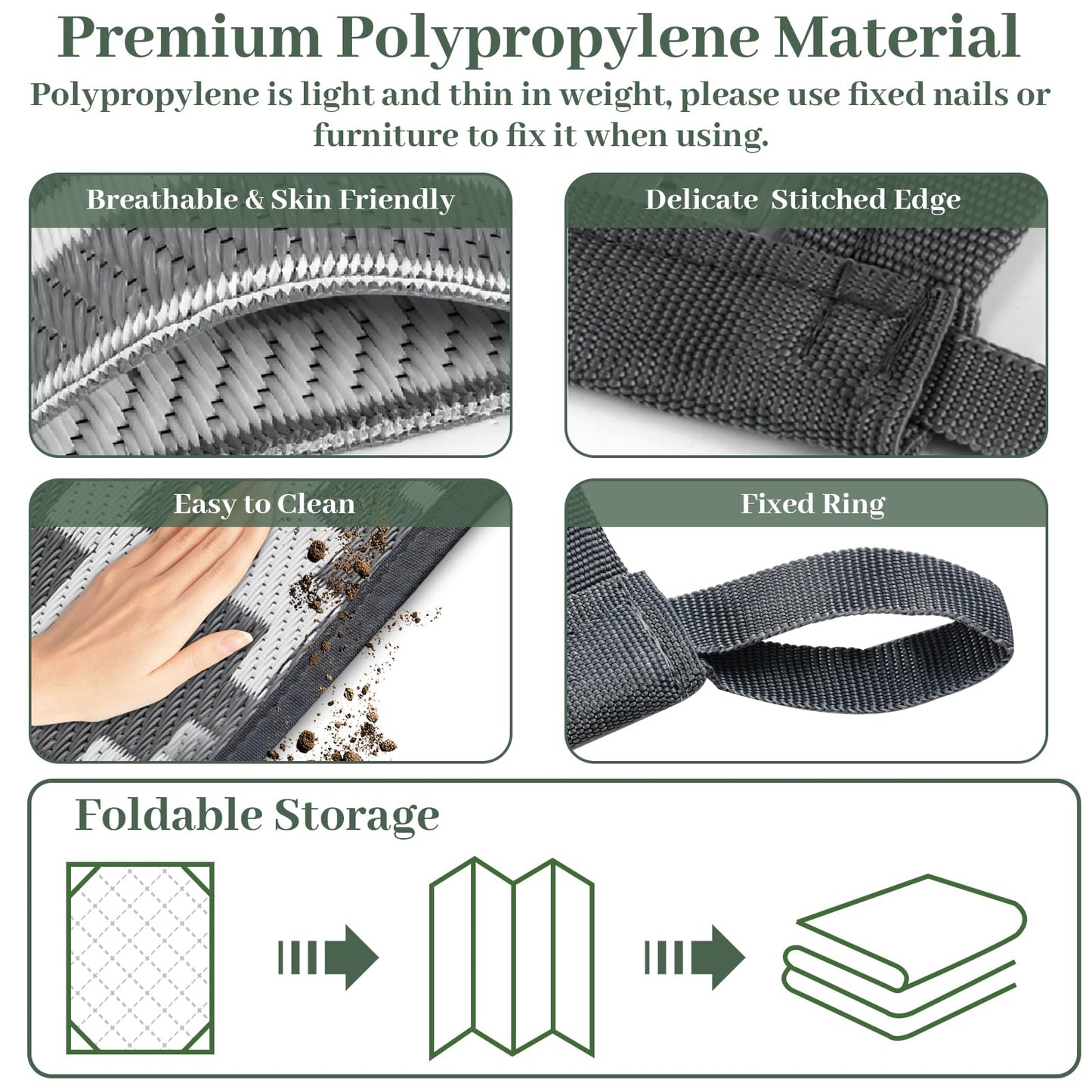 MOKANI Outdoor Rug for Patios Waterproof, Anti-slip Plastic Straw Garden Mat Carpet UV Resistant Indoor Area Rugs for Camping, Deck, Beach, Picnic, Backyard (120x180cm)