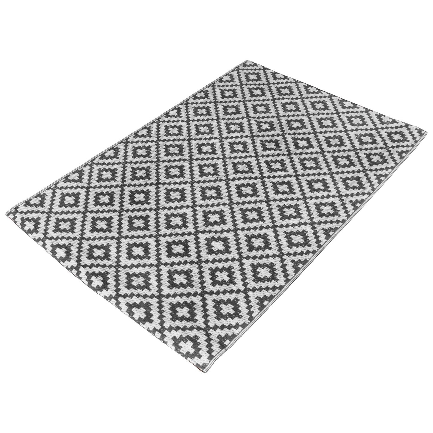 Dreamscene Outdoor Mats for Garden Rug Grey Geometric, Reversible Mat for Summer Garden Patio Decking Large Outdoor Rug Water Resistant Foldable Area Rugs Easy Storage, 80 x 150cm