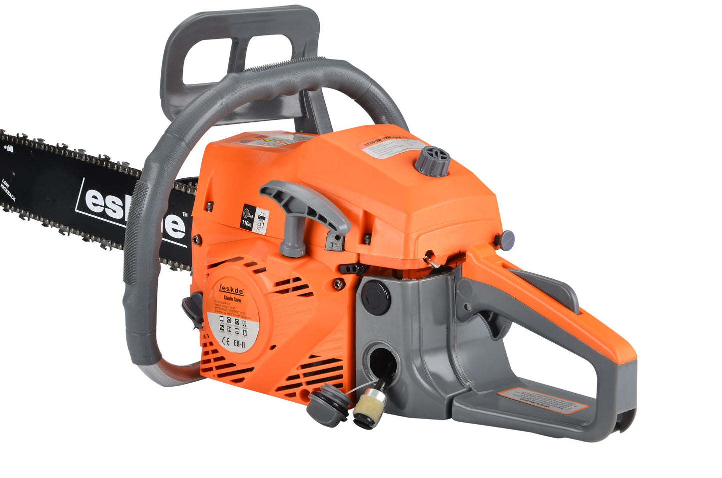 eSkde 58cc Petrol Chainsaw with 20" Bar and 2 Chains - Storage Bag, Tool Kit, Fuel Mixing Bottle, Bar Cover All Included. Powerful 3.4HP 2-Stroke Engine Suitable for Chopping logs and Cutting Trees.