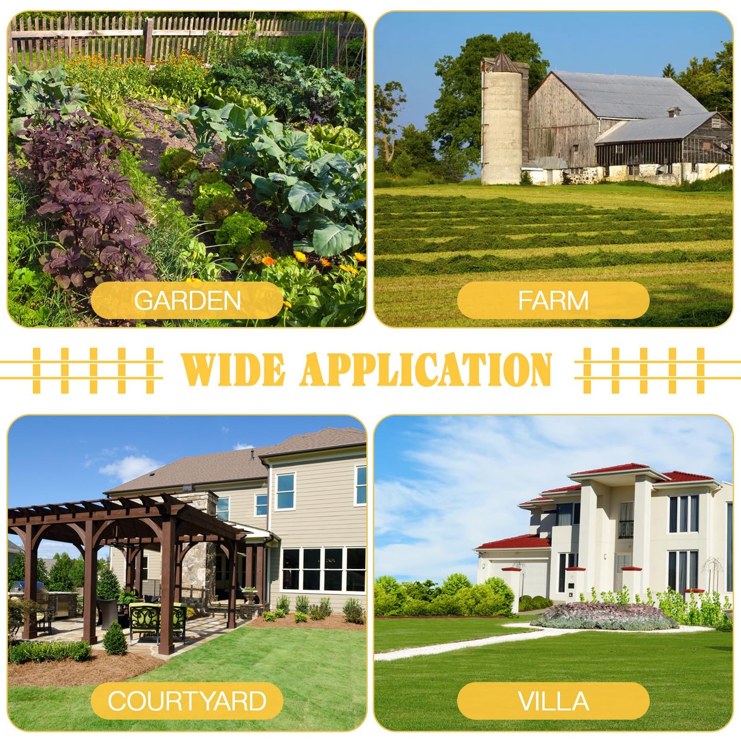 DOITOOL 5Pcs White Modern Plastic Garden Fence Panels, 50X30CM