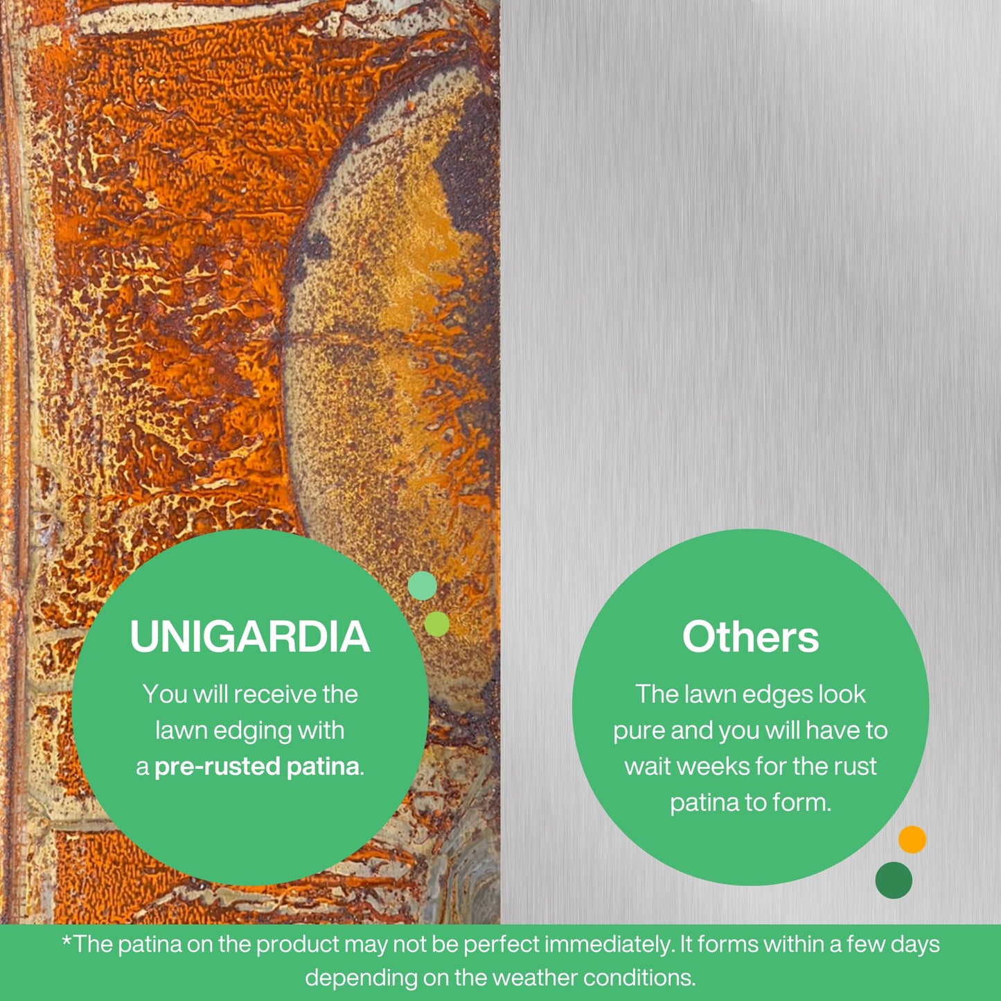 UNIGARDIA Corten Steel Lawn Edging 10 m - Metal Garden Edging 14 cm High - Easy to install - Pre-Rusted Garden Edge Border, Incl. 1 Pair of Assembly Gloves