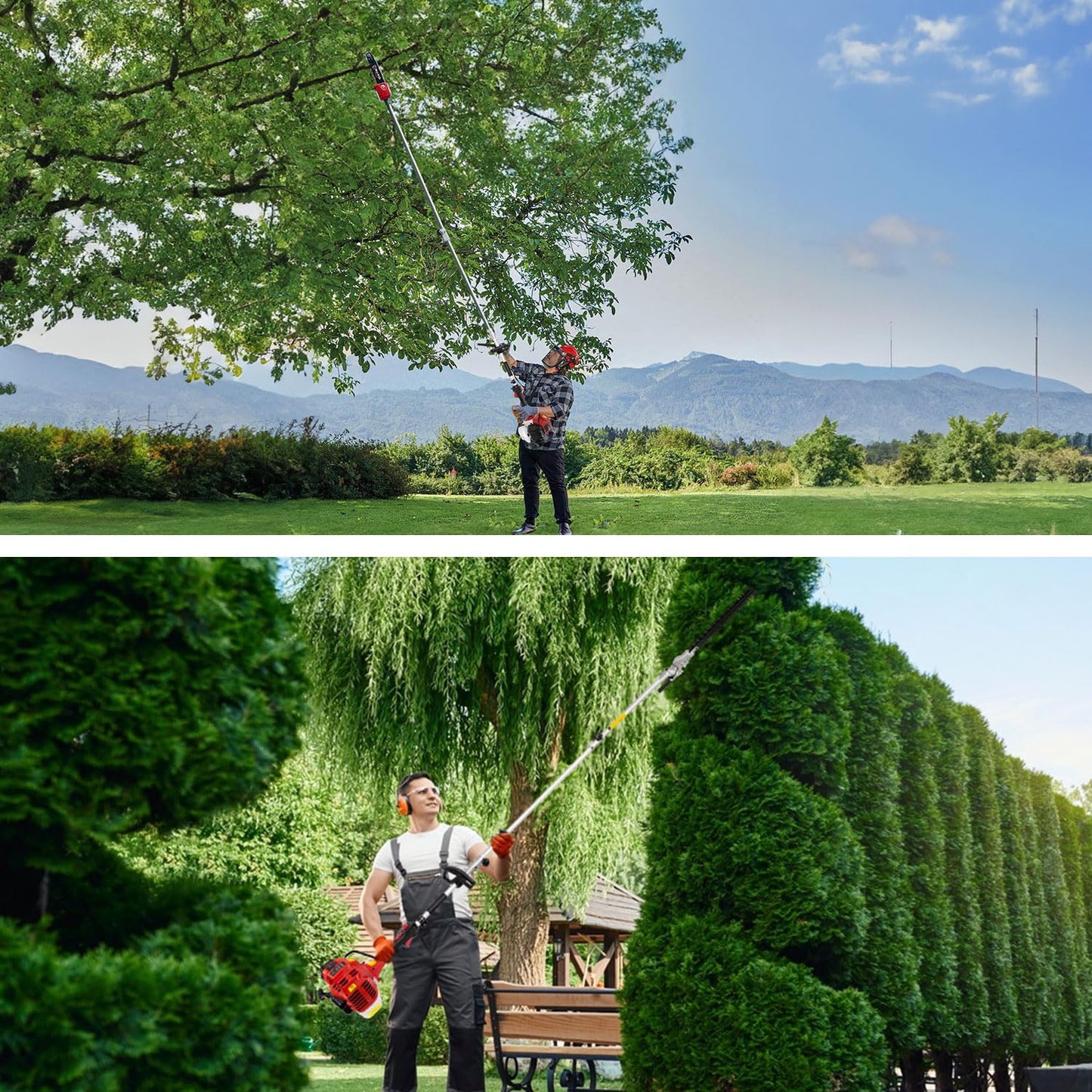 BU-KO 52cc Long Reach Petrol Hedge Trimmer and Pruner Saw with 3x 75cm Extension Pole and Toolbag for Convenient Storage, Ultimate Garden Tool for Precision Cutting, Trim Hedges and Prune with Ease