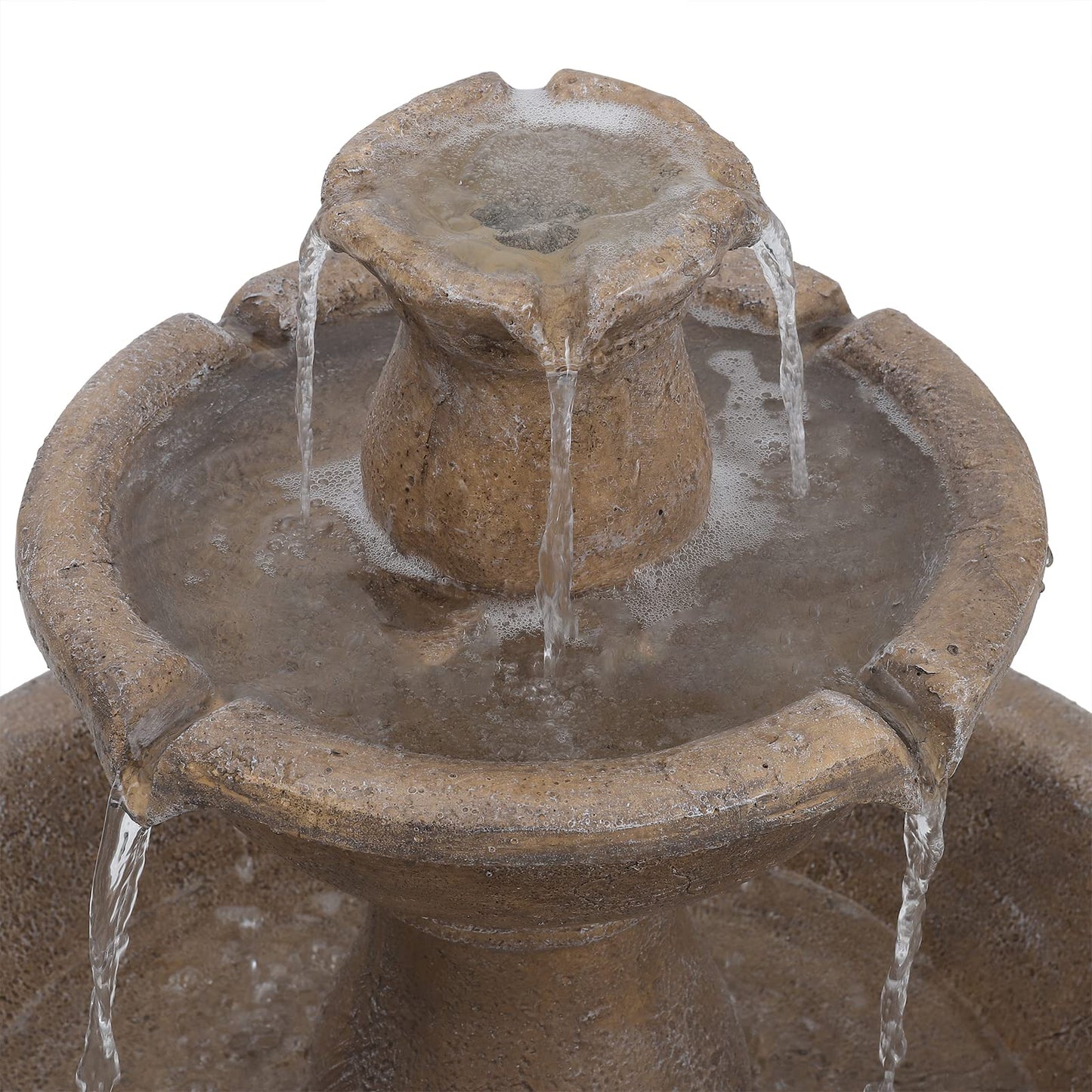 BTGGG Garden Water Feature Resin 3 Tier Cascade Main Powered Water Fountain with Stone Effect Freestanding Water Fountain Waterfall Outdoor Ornaments for Garden, Patio, Lawn Decor