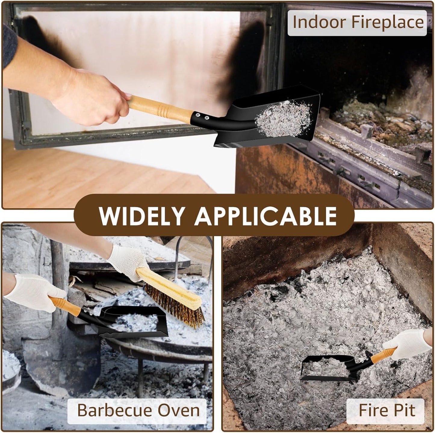 Heavy-Duty Metal Coal Shovel – Durable Steel Scoop with Comfortable Wooden Handle for Fireplace, Stove, Ash, Garden Wastes and Outdoor Use (Small)