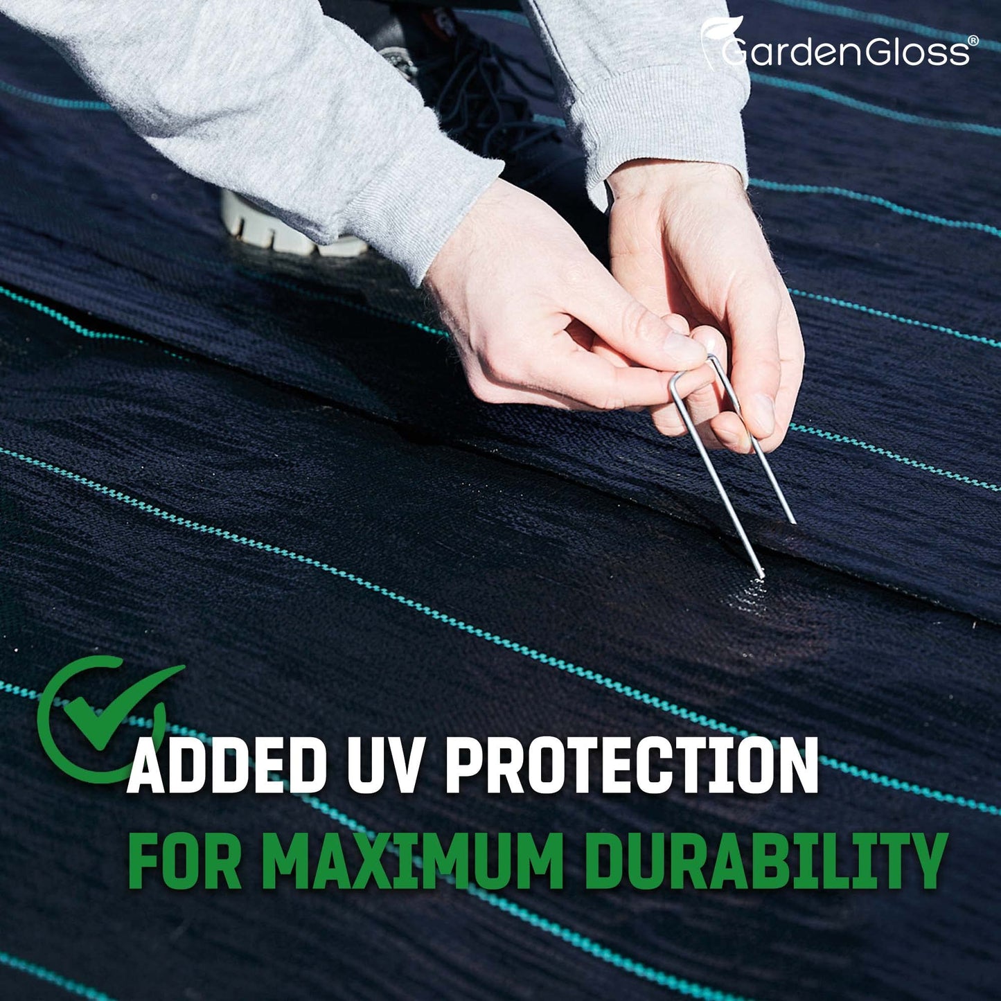 GardenGloss 50m2 Weed Control Membrane (100gsm) - Water Permeable and Tearproof Weed Barrier Fabric - Weed Control Fabric with High UV-Stabilisation (50m x 1m, 1 roll)