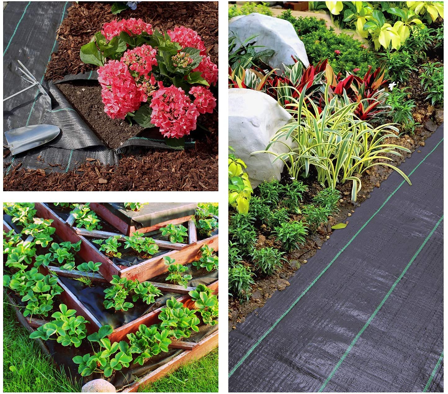 Weed Membrane Black Plastic Sheeting - Heavy Duty Black 1Mx10M Weed Barrier Fabric Weed Suppressant Landscape Ground Cover For Garden Raised Bed Cover Flower Bed Planter Lining - Weed Control Membrane