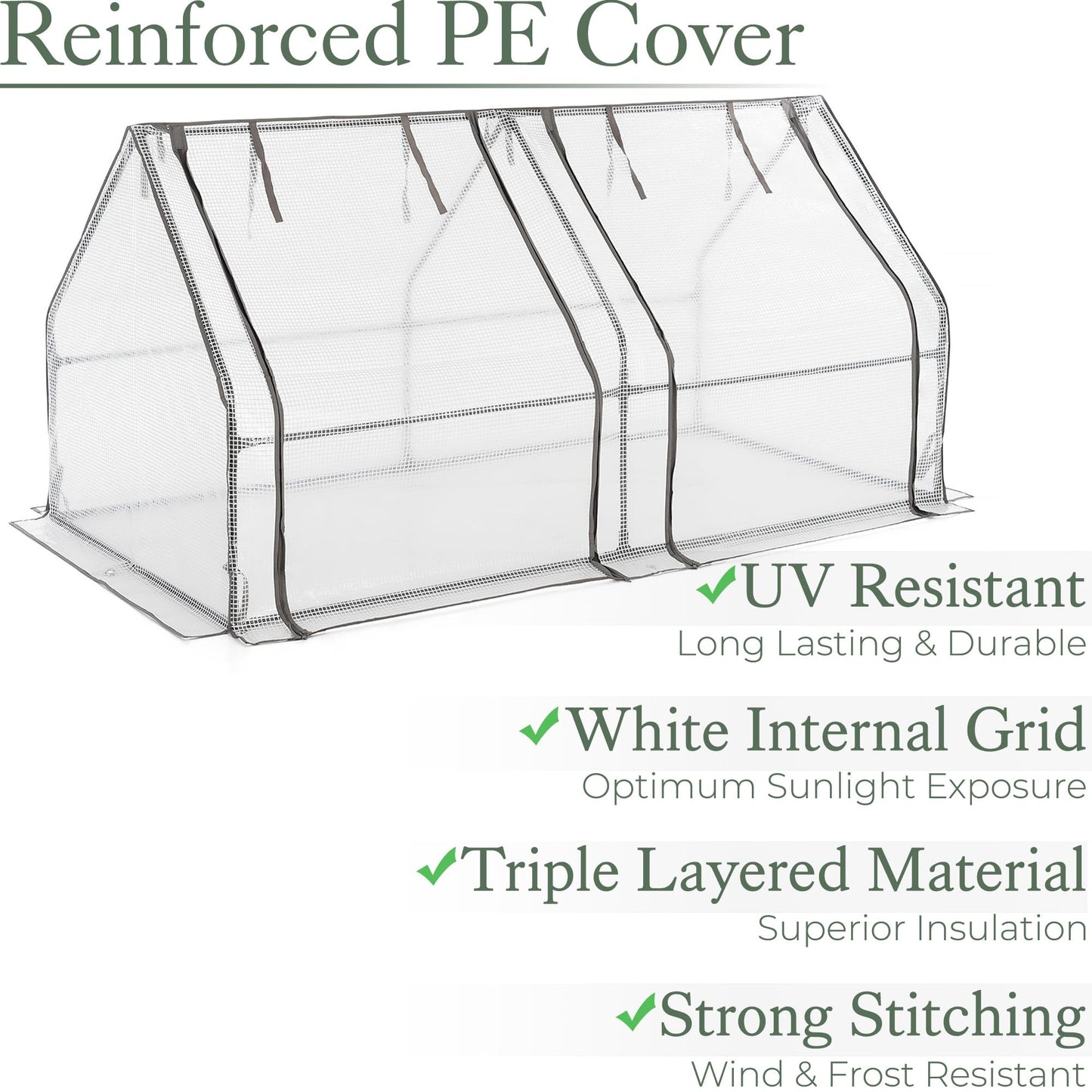 CHRISTOW Large Grow Tunnel Cloche Garden Polytunnel Greenhouse With Reinforced Cover (choose 1.8m, 2.7m or 3.6m long)