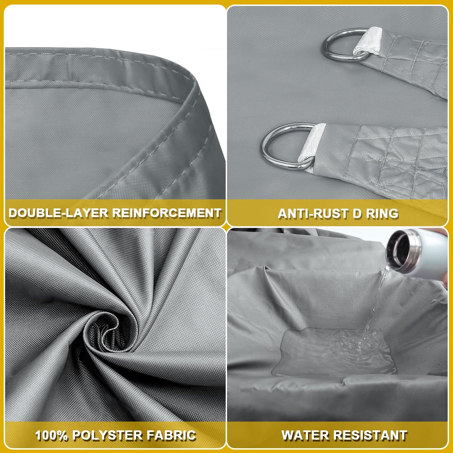 Mokani Sun Shade Sail for Garden, 3x3m Rectangle Sunscreen Awning Canopy, Waterproof Shade Sails with Accessories, 95% UV Block Sail Shades, Sun Shades for Garden Outdoor Patio Party Pergola Balcony